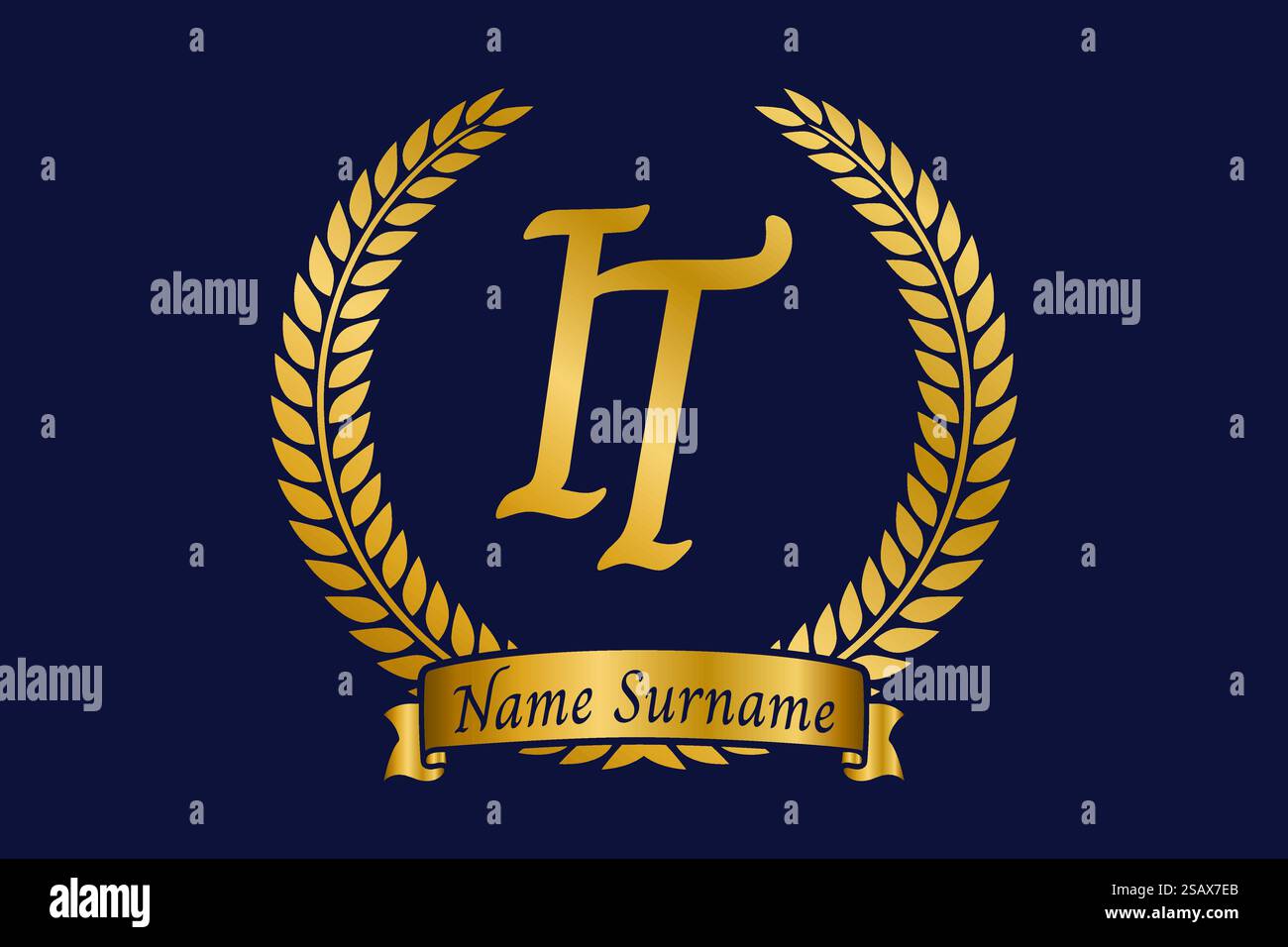 Lettre initiale I et T, IL monogramme logo design avec couronne de laurier. Emblème doré de luxe avec police calligraphie. Illustration de Vecteur