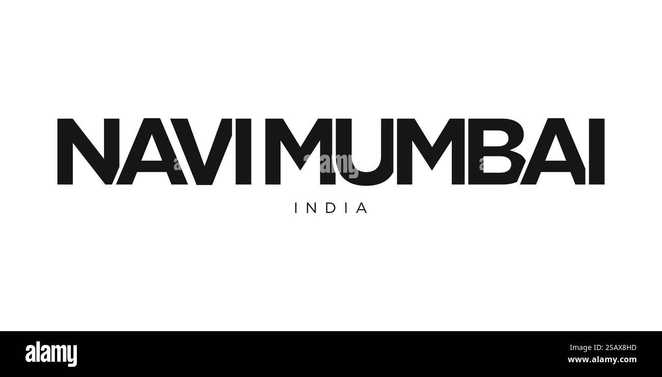 Navi Mumbai dans l'emblème de l'Inde pour l'impression et le web. La conception présente un style géométrique, illustration vectorielle avec une typographie audacieuse dans une police moderne. Lettrage de slogan graphique isolé sur fond blanc. Illustration de Vecteur