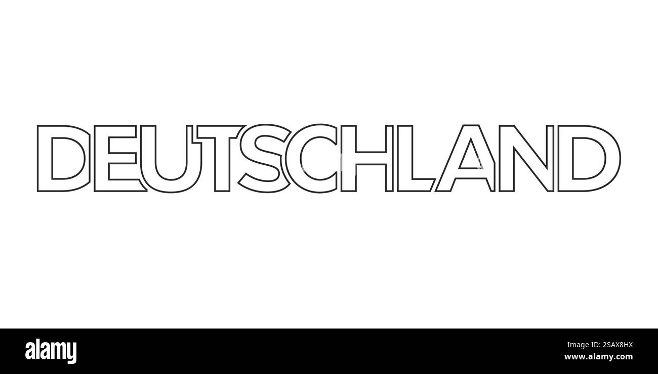 Deutschland, conception d'illustration vectorielle moderne et créative mettant en vedette la ville d'Allemagne pour les bannières de voyage, les affiches, le web et les cartes postales. Deutschland, design d'illustration vectorielle moderne et créative mettant en vedette la ville d'Allemagne comme symbole graphique et élément de texte, placé sur un fond blanc, est parfait pour les bannières de voyage, les affiches et les cartes postales. Illustration de Vecteur