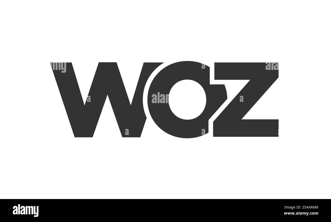 Modèle de conception de logo WOZ avec un texte gras fort et moderne. Logotype vectoriel initial présentant une typographie simple et minimale. Identité d'entreprise tendance idéale pour la présence de la marque d'entreprise. Illustration de Vecteur