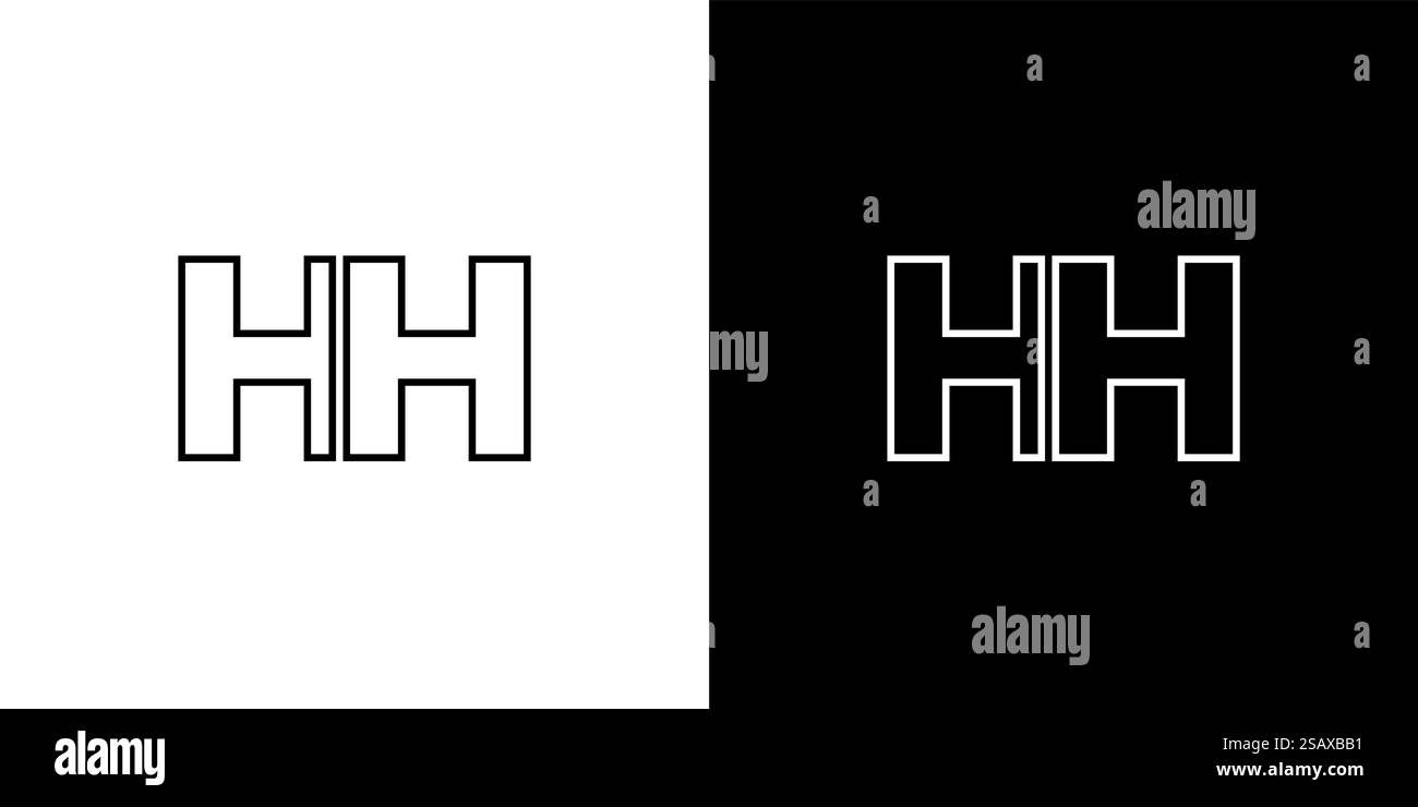 Lettre à la mode H et H, modèle de conception de logo HH. Logotype minimal basé sur le monogramme initial pour l'identité de l'entreprise. Illustration de Vecteur