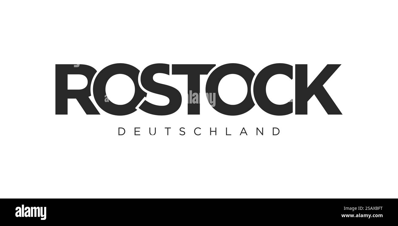 Rostock Deutschland, conception d'illustration vectorielle moderne et créative mettant en vedette la ville d'Allemagne pour les bannières de voyage, les affiches, le web et les cartes postales. Rostock Deutschland, conception d'illustration vectorielle moderne et créative mettant en vedette la ville d'Allemagne comme symbole graphique et élément de texte, sur fond blanc, est parfait pour les bannières de voyage, les affiches et les cartes postales. Illustration de Vecteur