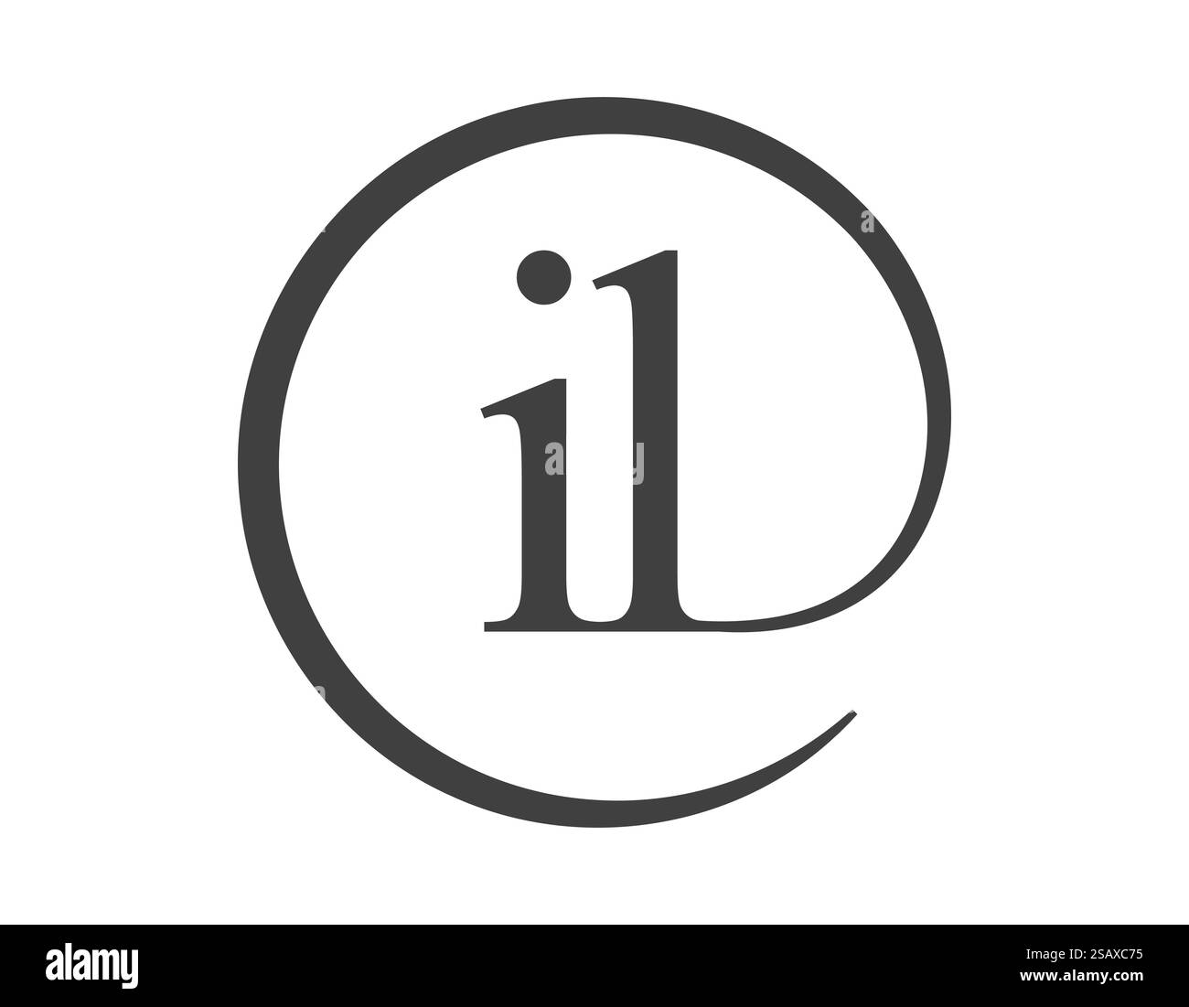 Logo il de deux lettres avec style de signe d'email en forme de cercle. I et l logotype rond de la société commerciale pour l'identité de marque. Illustration de Vecteur
