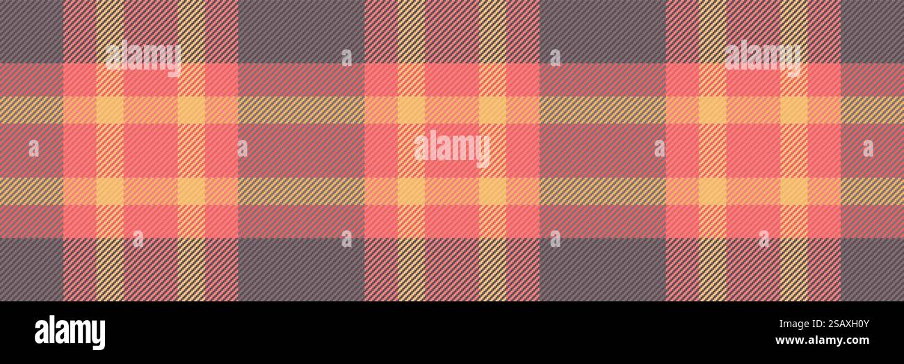 Motif de fond de coton sans couture, textile de tissu tartan mince. Feuille vecteur texture plaid check dans les couleurs pastel et corail clair. Illustration de Vecteur