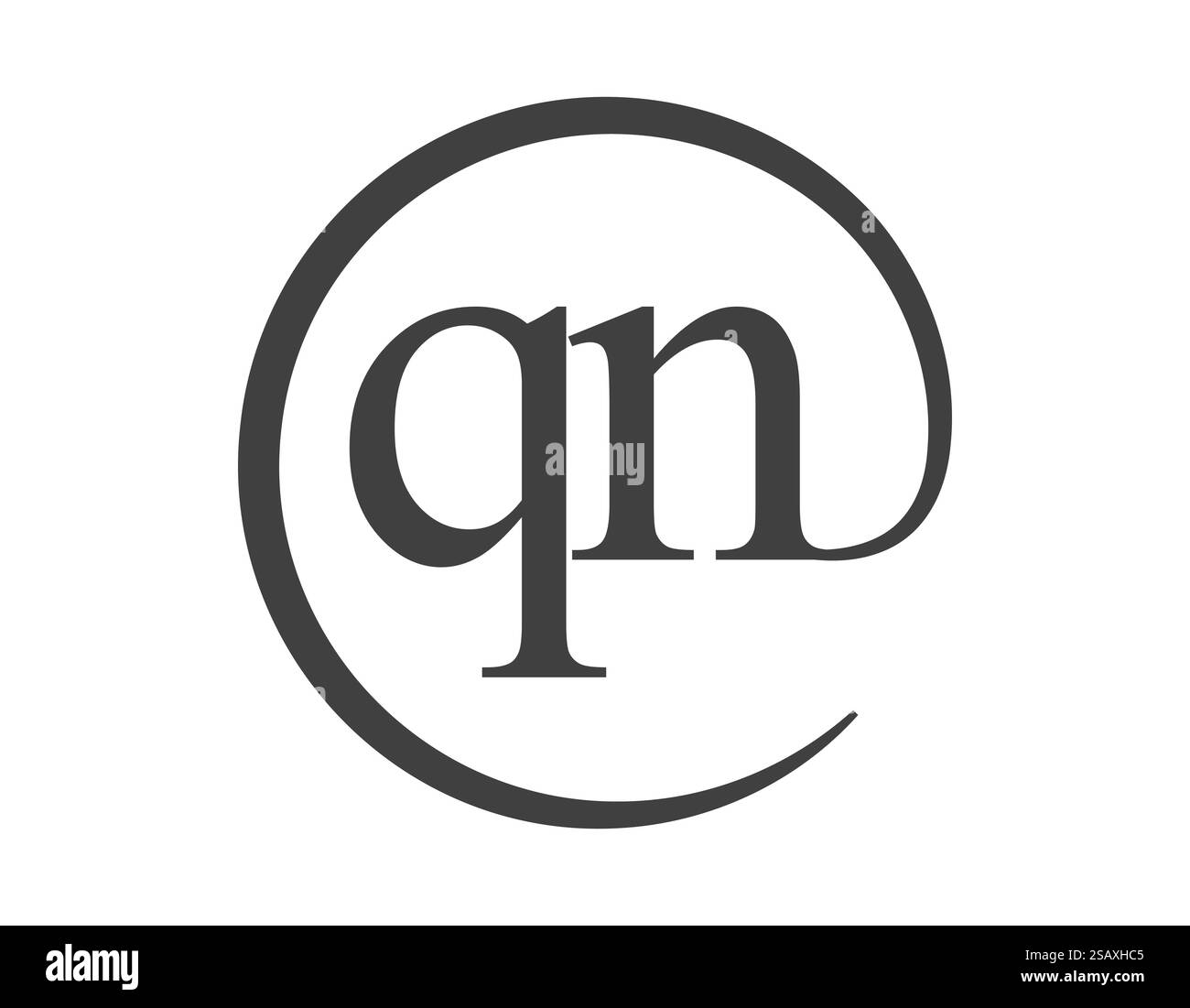 Logo QN de deux lettres avec style de signe d'email en forme de cercle. Q et N rond logotype de la société commerciale pour l'identité de marque. Illustration de Vecteur