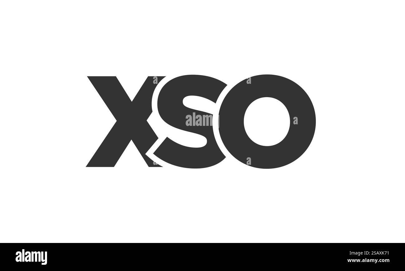 Modèle de conception de logo XSO avec texte gras fort et moderne. Logotype vectoriel initial présentant une typographie simple et minimale. Identité d'entreprise tendance idéale pour la présence de la marque d'entreprise. Illustration de Vecteur