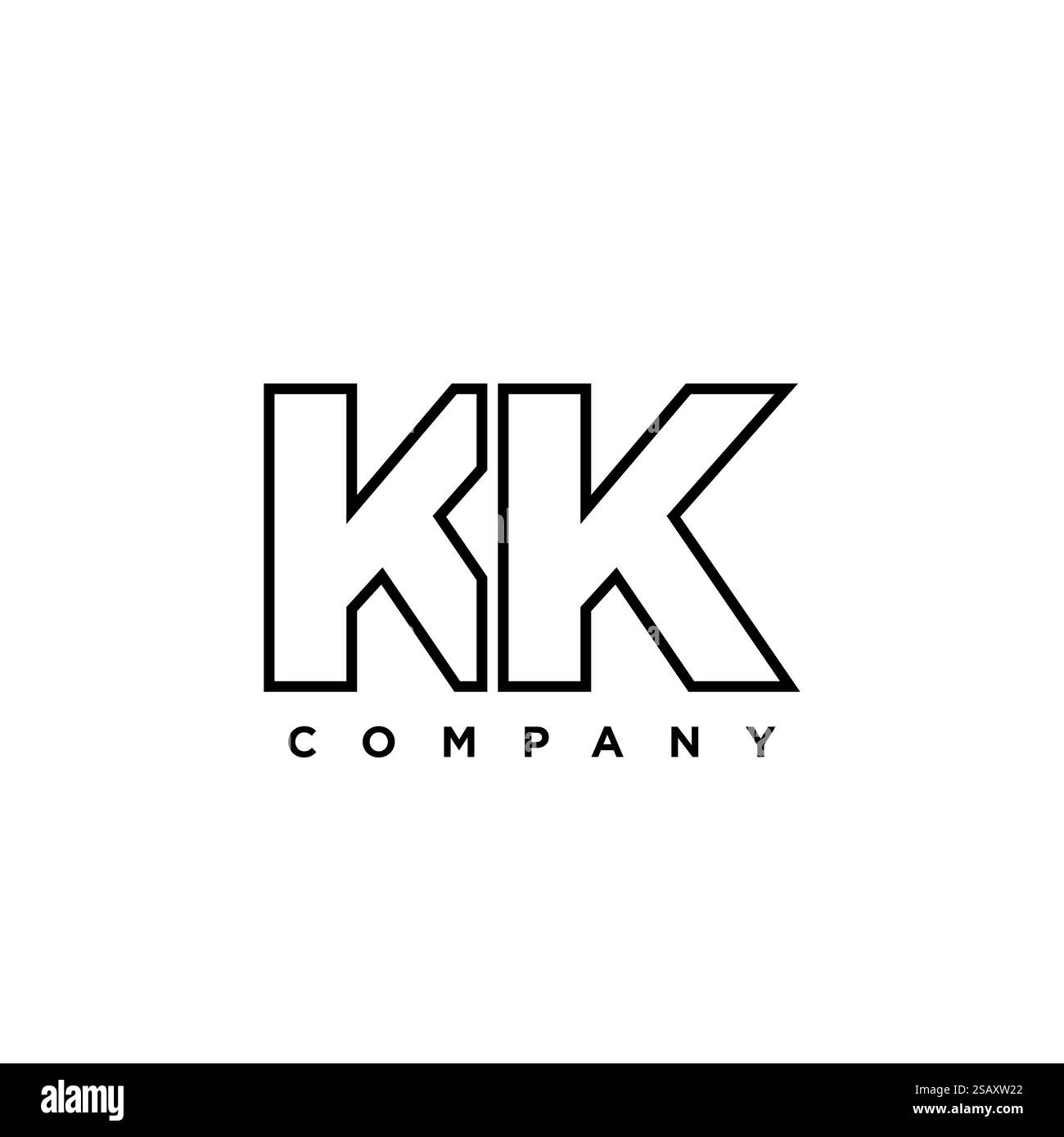 Lettre à la mode K et K, modèle de conception de logo KK. Logotype minimal basé sur le monogramme initial pour l'identité de l'entreprise. Illustration de Vecteur