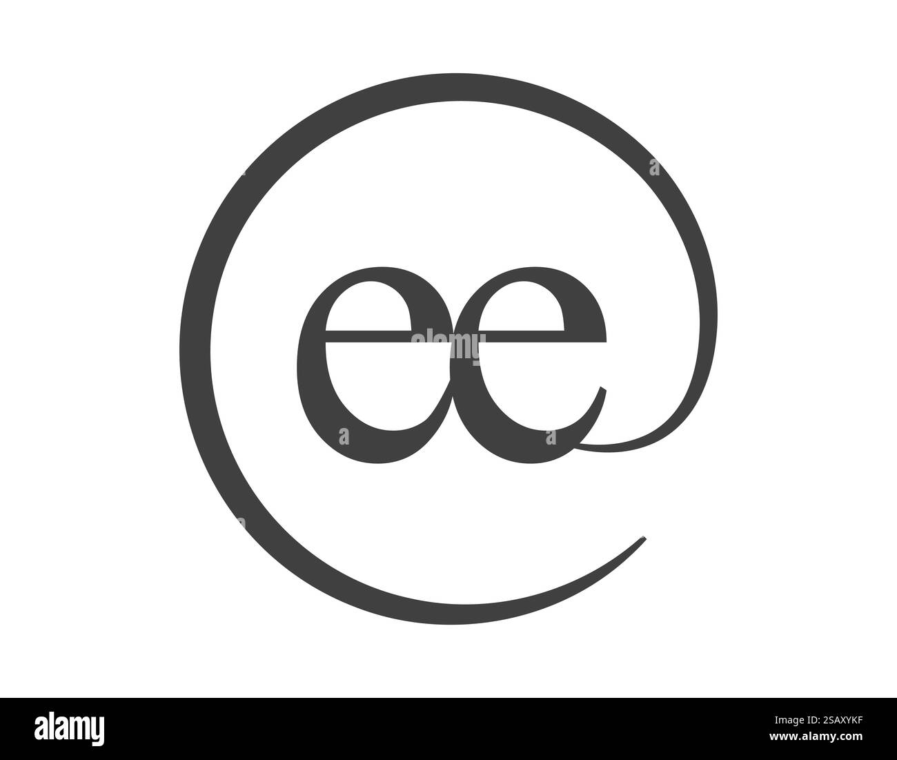 Logo EE de deux lettres avec style de signe d'email en forme de cercle. E et E logotype rond de la société commerciale pour l'identité de marque. Illustration de Vecteur