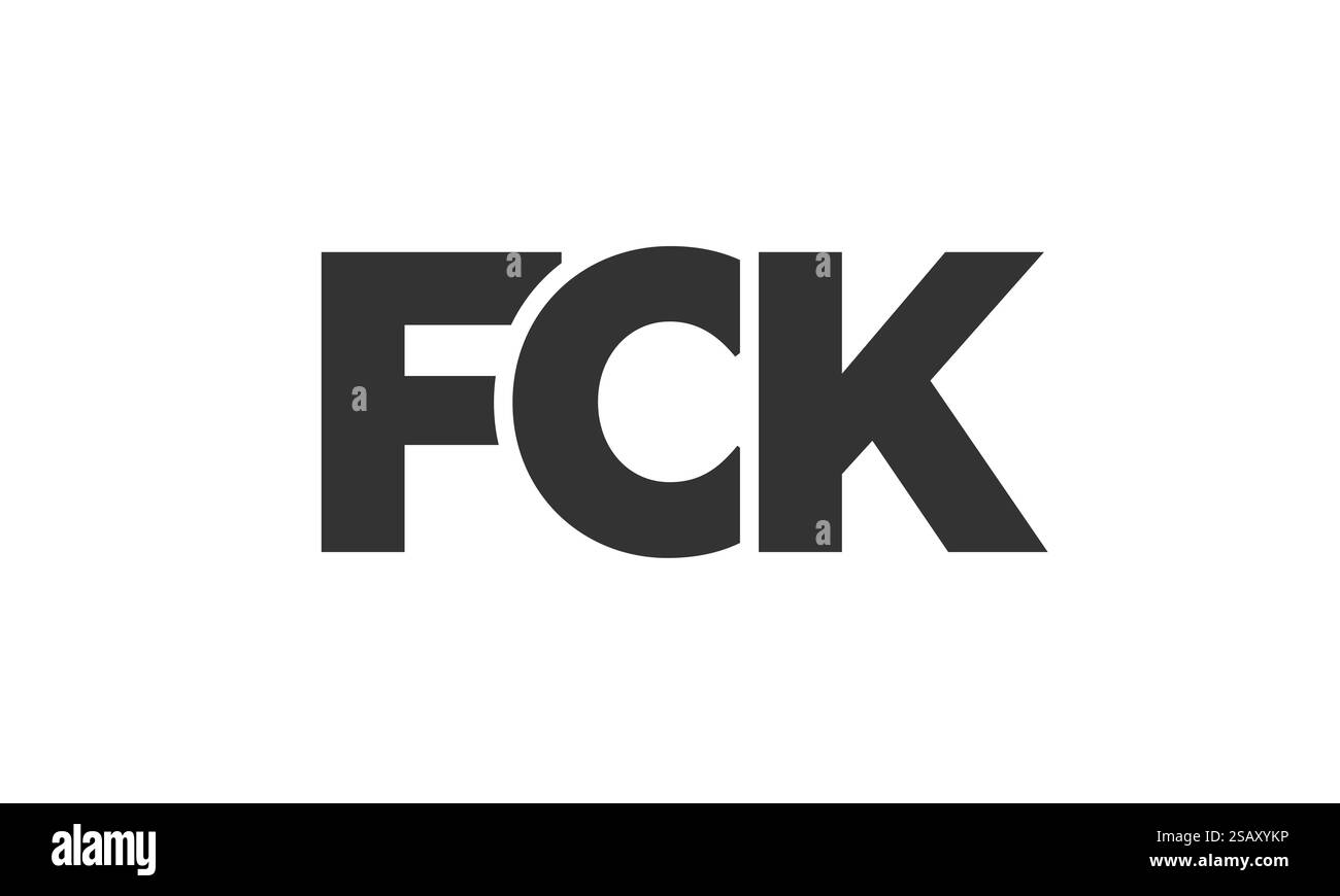 Modèle de conception de logo FCK avec un texte gras fort et moderne. Logotype vectoriel initial présentant une typographie simple et minimale. Identité d'entreprise tendance idéale pour la présence de la marque d'entreprise. Illustration de Vecteur