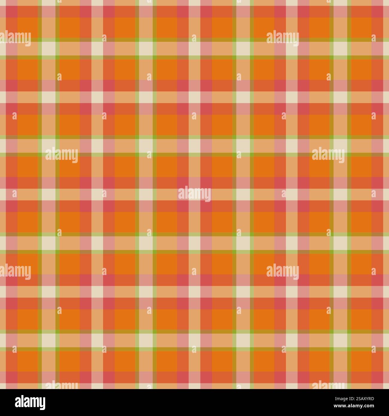 Texture sans couture à contrôle flou, motif de fond écossais superposé. Tartan de tissu textile vectoriel court dans la palette de couleurs orange et rouge. Illustration de Vecteur