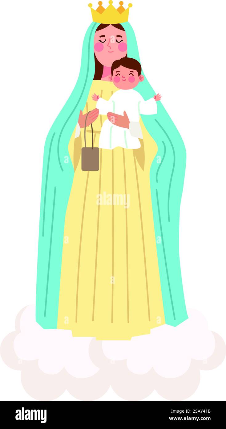 Vierge Marie avec l'enfant Jésus Illustration de Vecteur