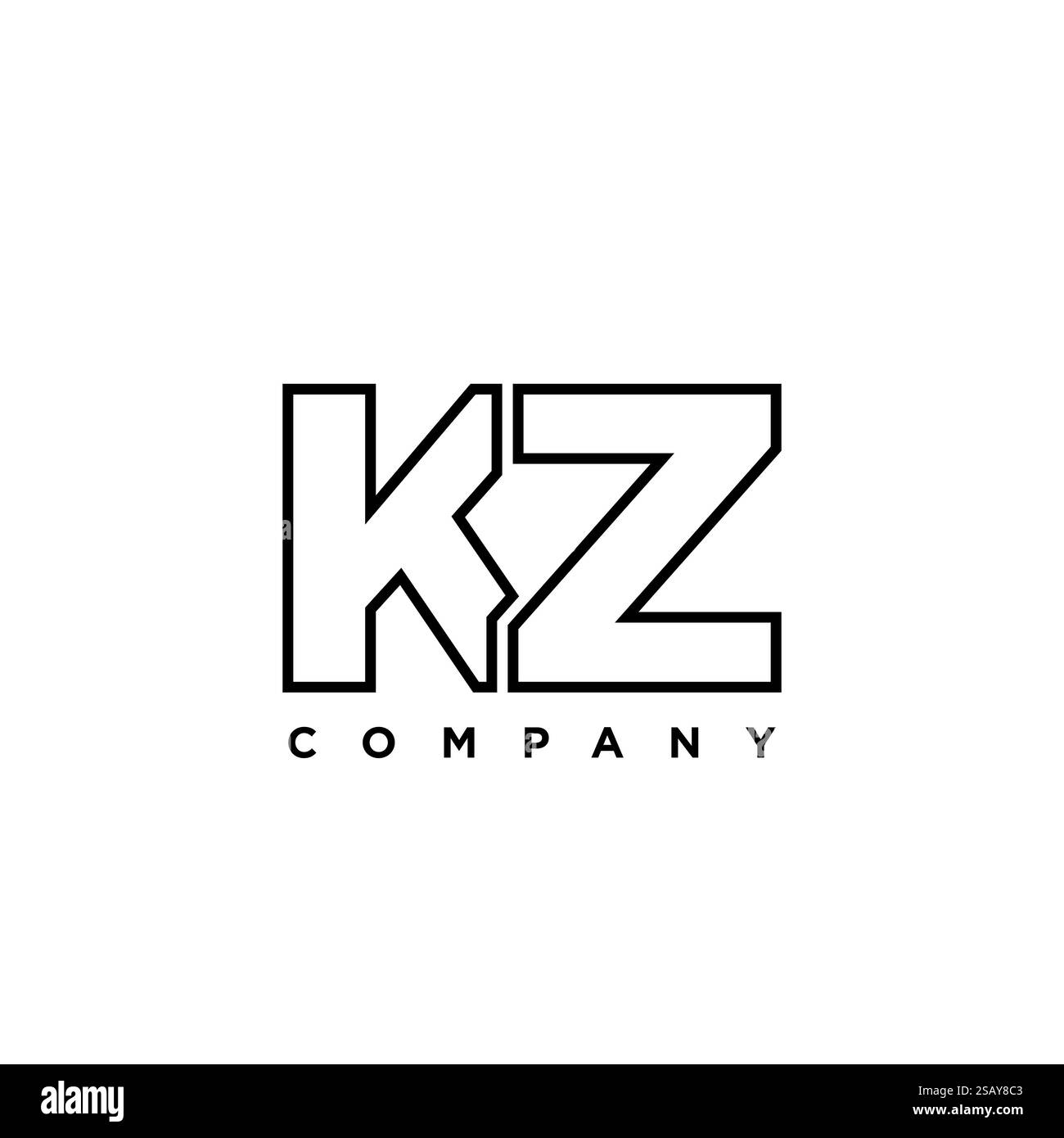 Lettre à la mode K et Z, modèle de conception de logo KZ. Logotype minimal basé sur le monogramme initial pour l'identité de l'entreprise. Illustration de Vecteur
