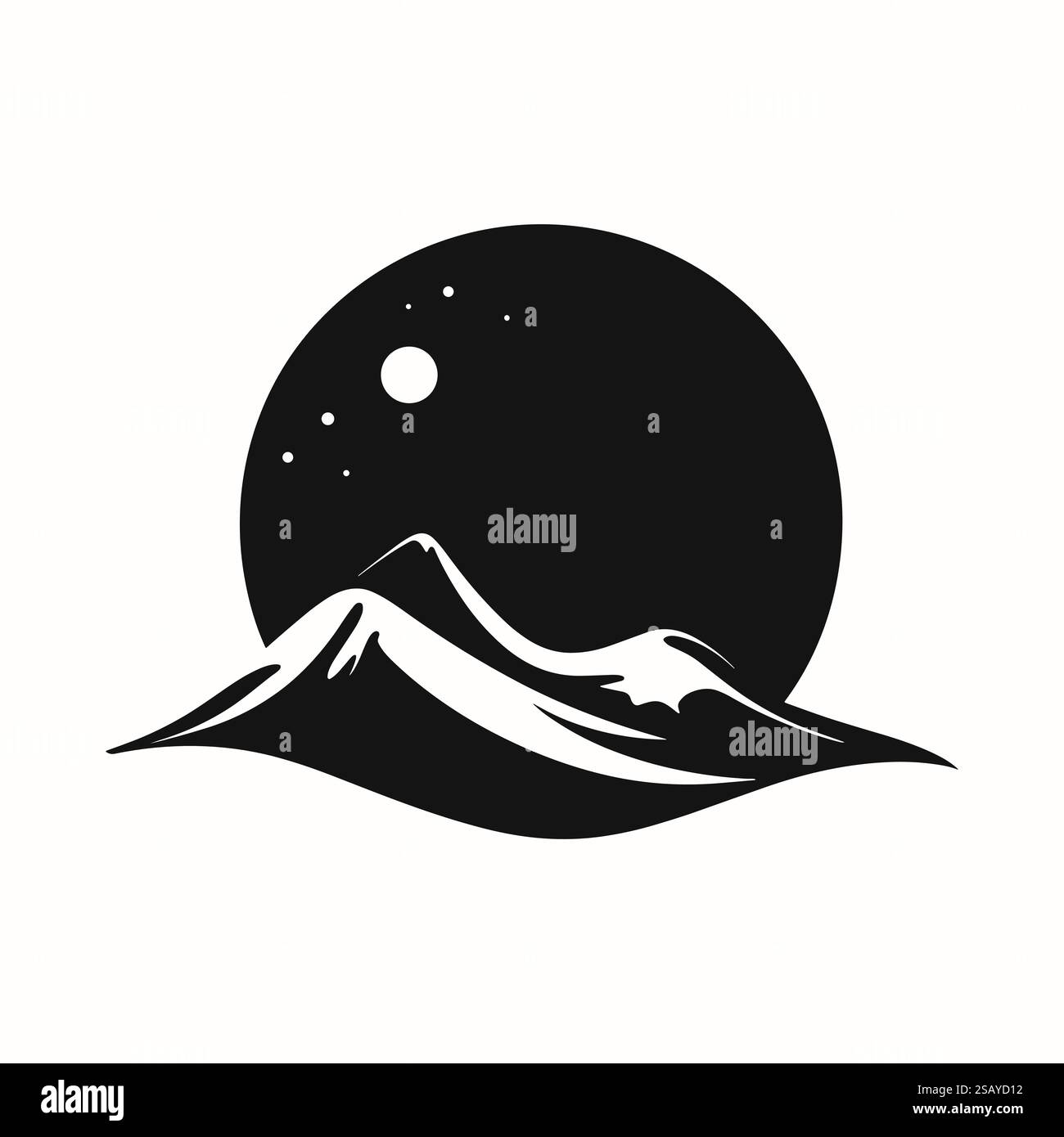 Silhouette de montagne avec icône de conception de ciel nocturne isolé sur icône blanche. Conception de modèle de logo, emblème, symbole créatif, icône vectorielle Illustration de Vecteur