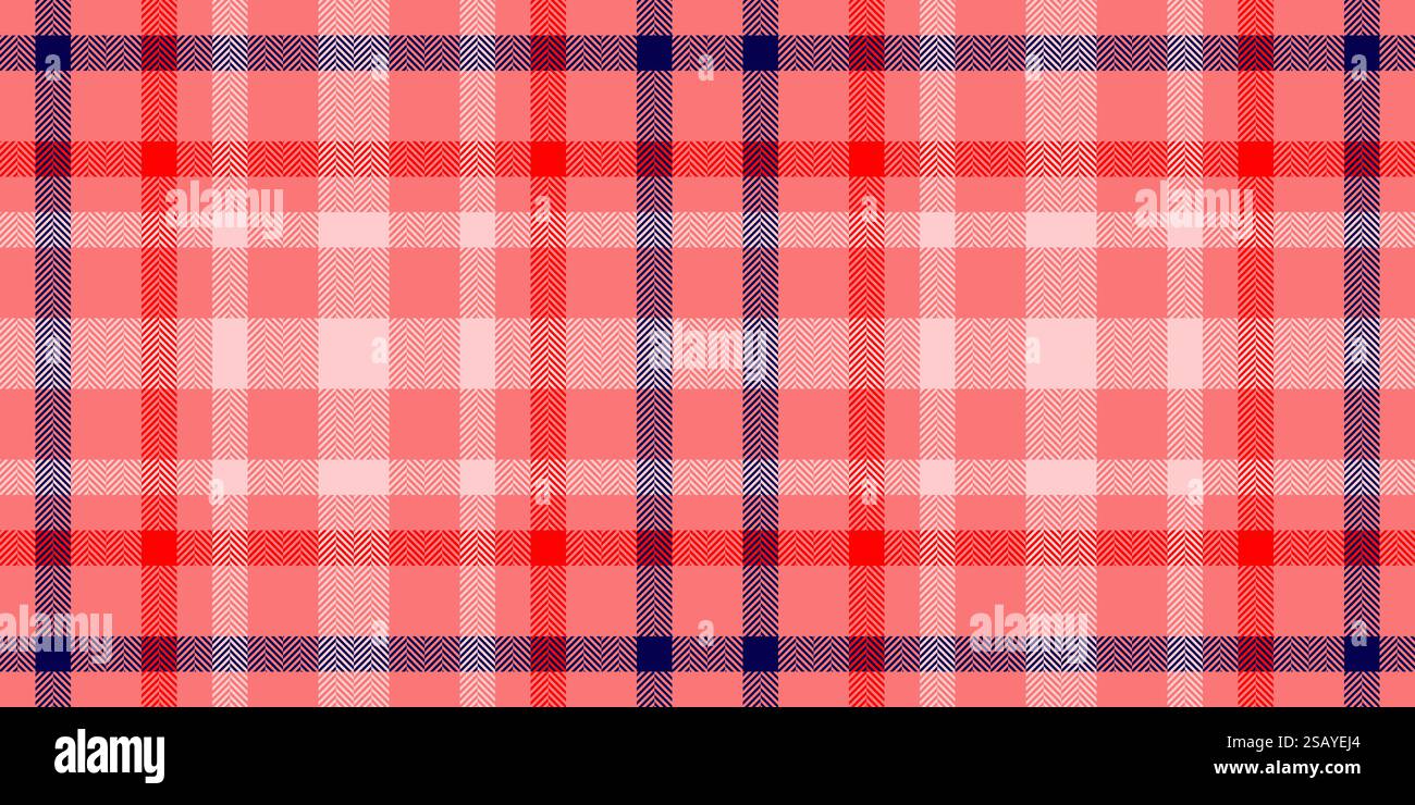 Long tissu à carreaux sans couture, donne un textile de texture à carreaux. Fond de tartan vectoriel de motif vibrant dans la palette de couleurs rouge et claire. Illustration de Vecteur