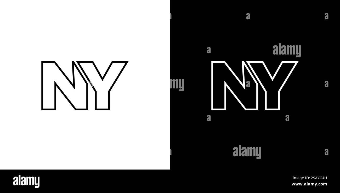 Lettre à la mode N et y, modèle de conception de logo NY. Logotype minimal basé sur le monogramme initial pour l'identité de l'entreprise. Illustration de Vecteur