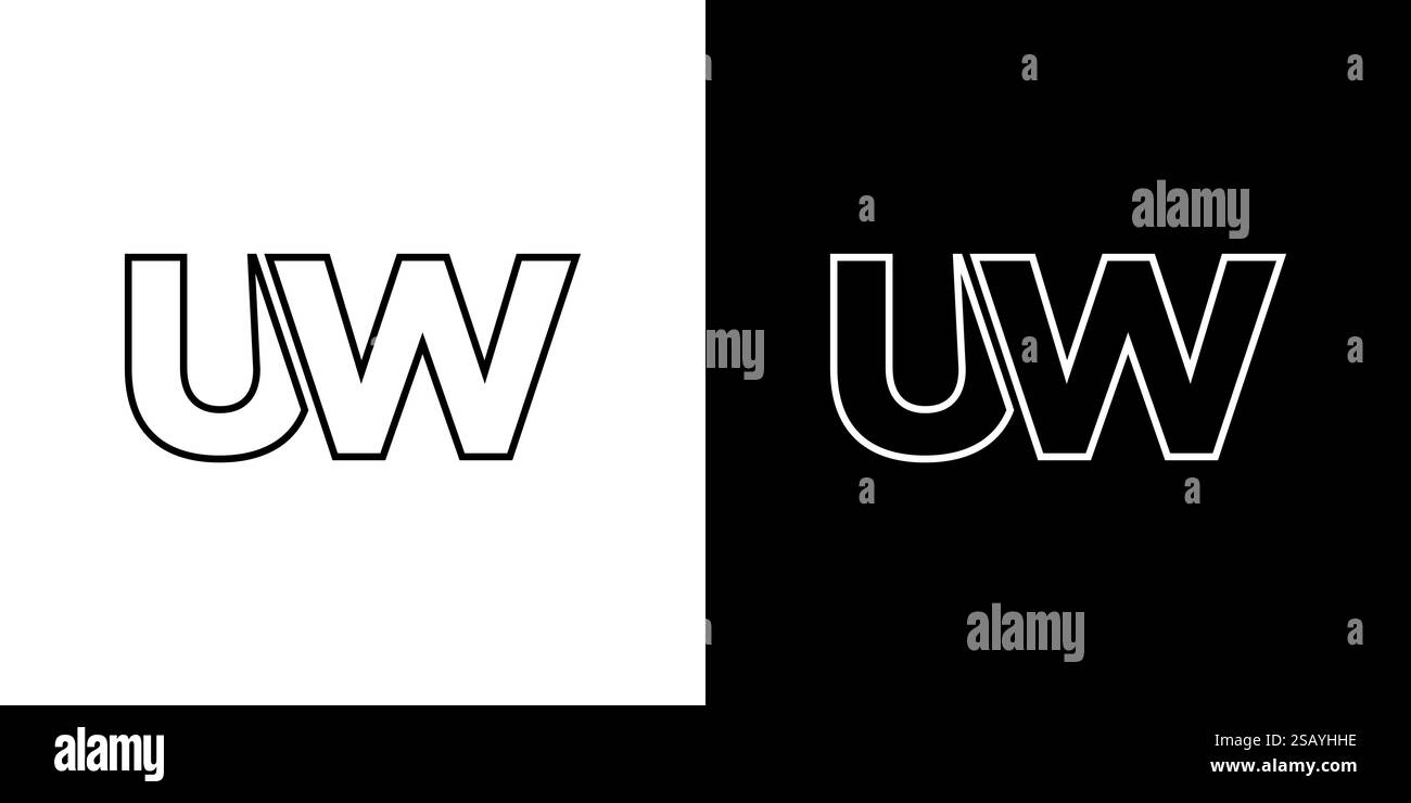 Lettre tendance U et W, modèle de conception de logo UW. Logotype minimal basé sur le monogramme initial pour l'identité de l'entreprise. Illustration de Vecteur