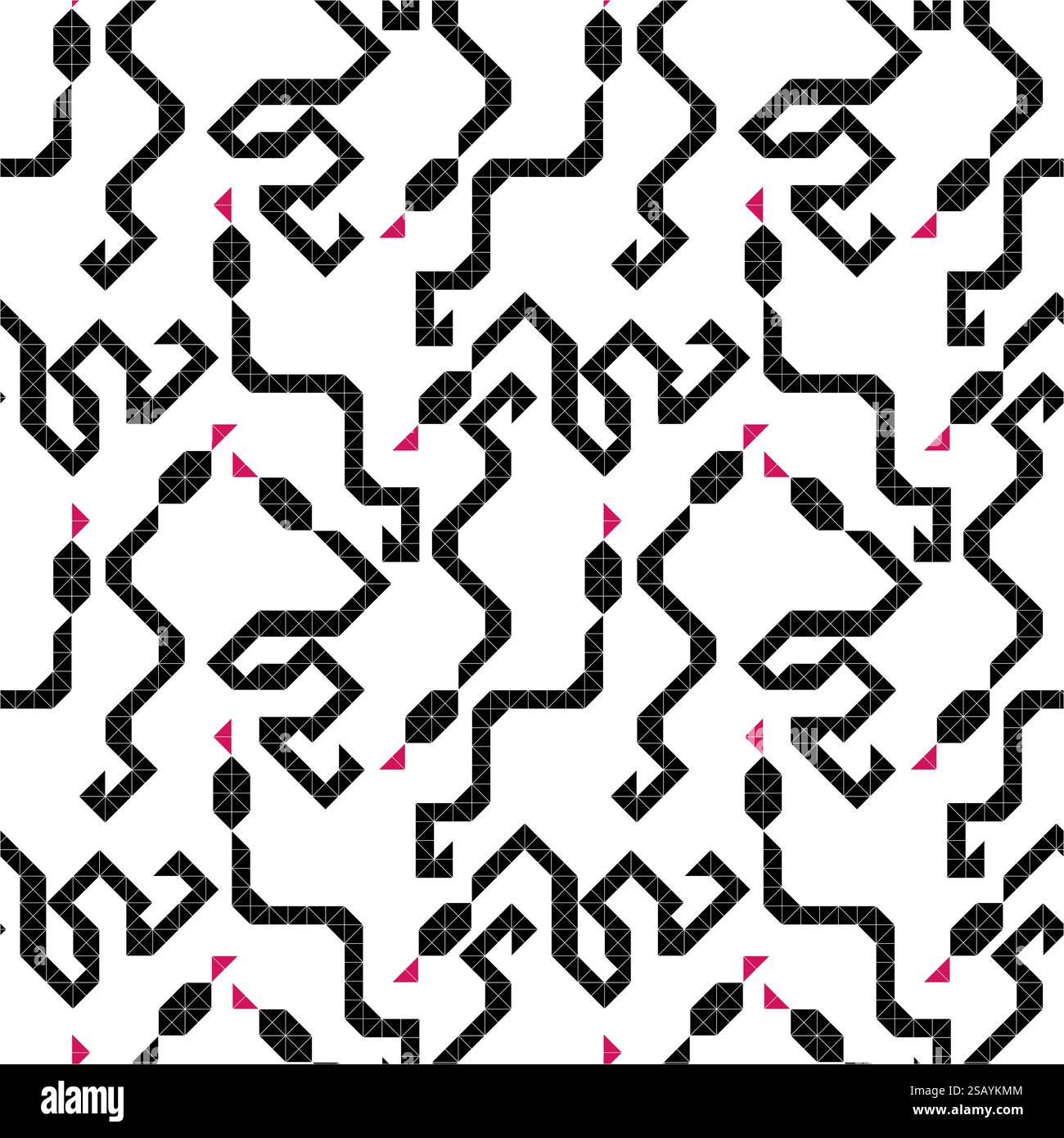 Snake 2025 chine le nouvel an. Les motifs géométriques sans couture en noir et blanc créent un design visuellement magnifique et symétrique. Illustration de Vecteur