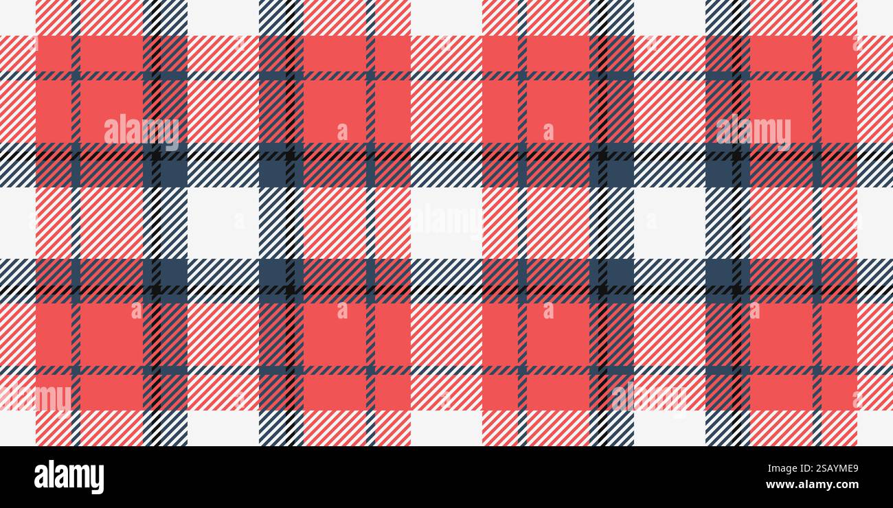 Confortable vecteur tartan sans couture, tissu à carreaux texturé de pantalon. Textile de motif de vérification de fond d'usine dans la palette de couleurs rouge et blanche. Illustration de Vecteur