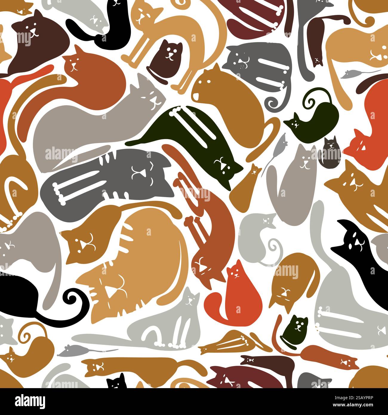 Fond sans couture de chats. dessin à la main. Pas ai, illustration vectorielle Illustration de Vecteur