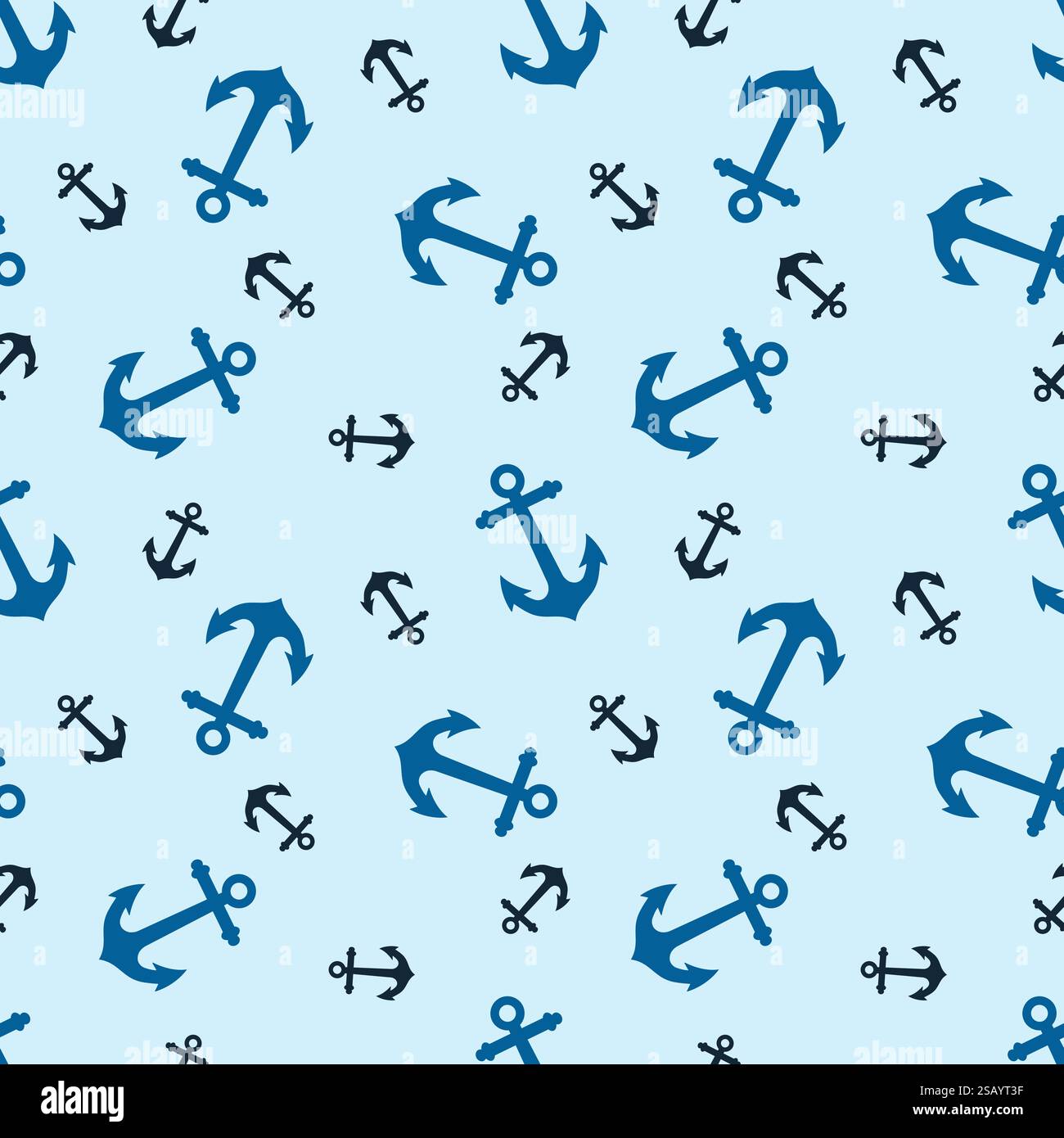 Motif sans couture d'ancrage bleu et noir sur fond bleu clair Illustration de Vecteur