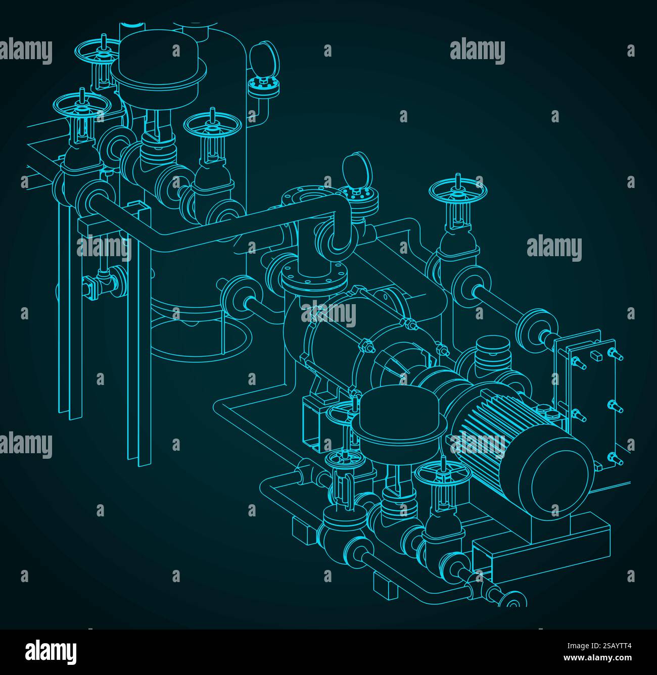 Illustration vectorielle stylisée d'un plan de compresseur de gaz Illustration de Vecteur