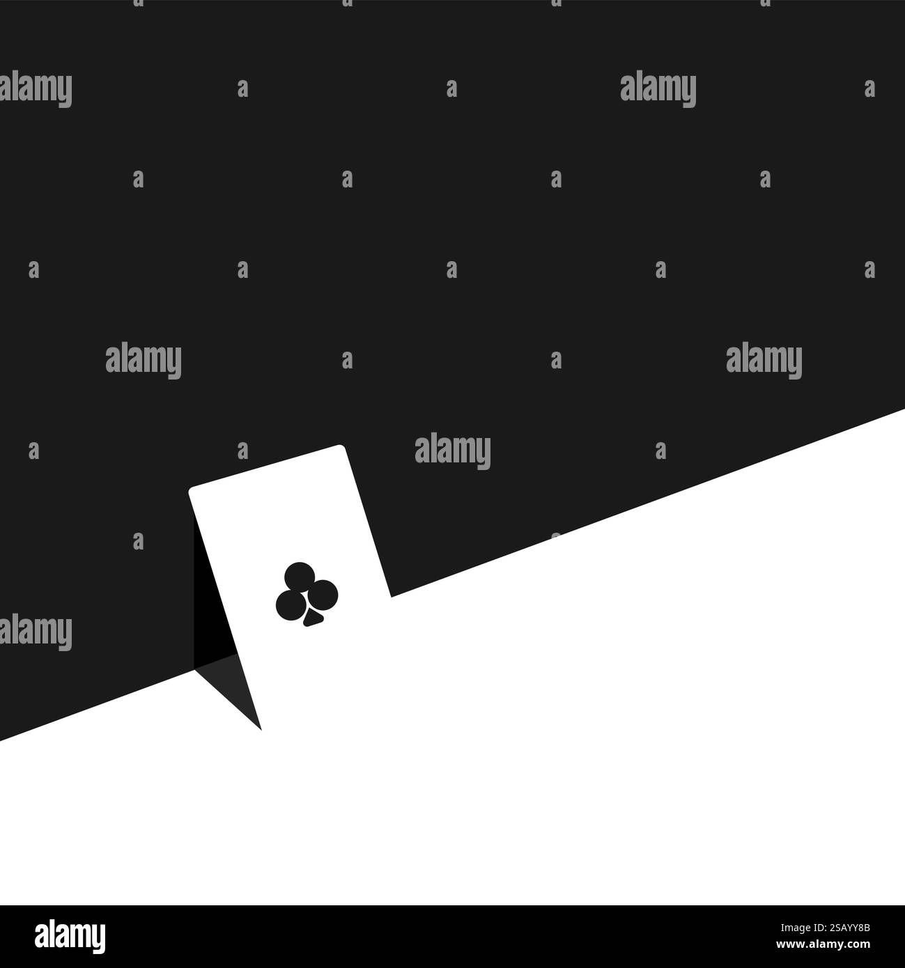 Conception minimaliste des cartes à jouer. Symbole de clubs sur fond abstrait. Casino, jeu, poker, concept lié au jeu de cartes. Illustration de Vecteur