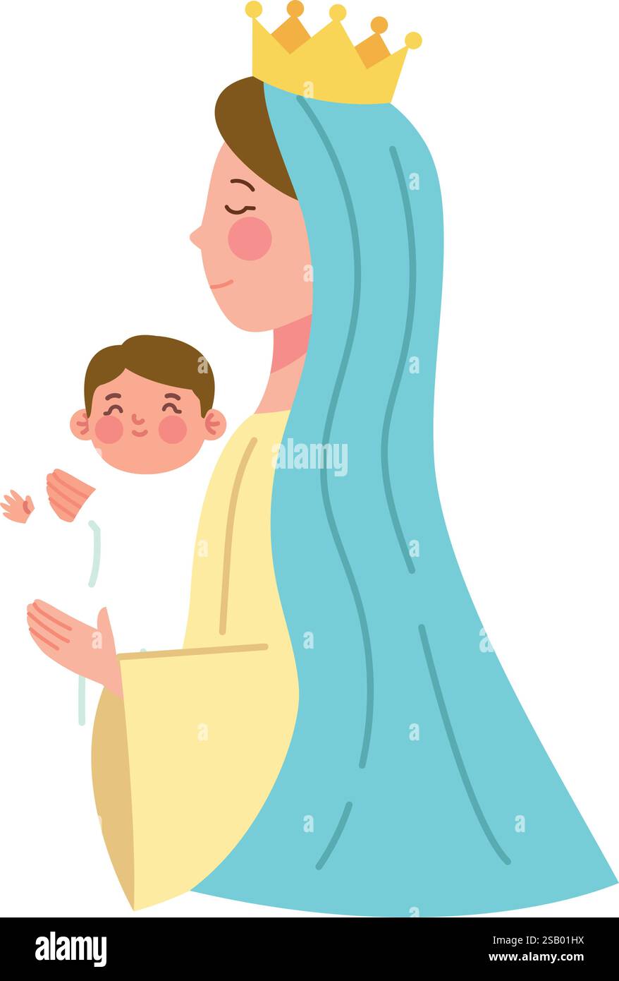 Vierge Marie et l'enfant Jésus Illustration de Vecteur