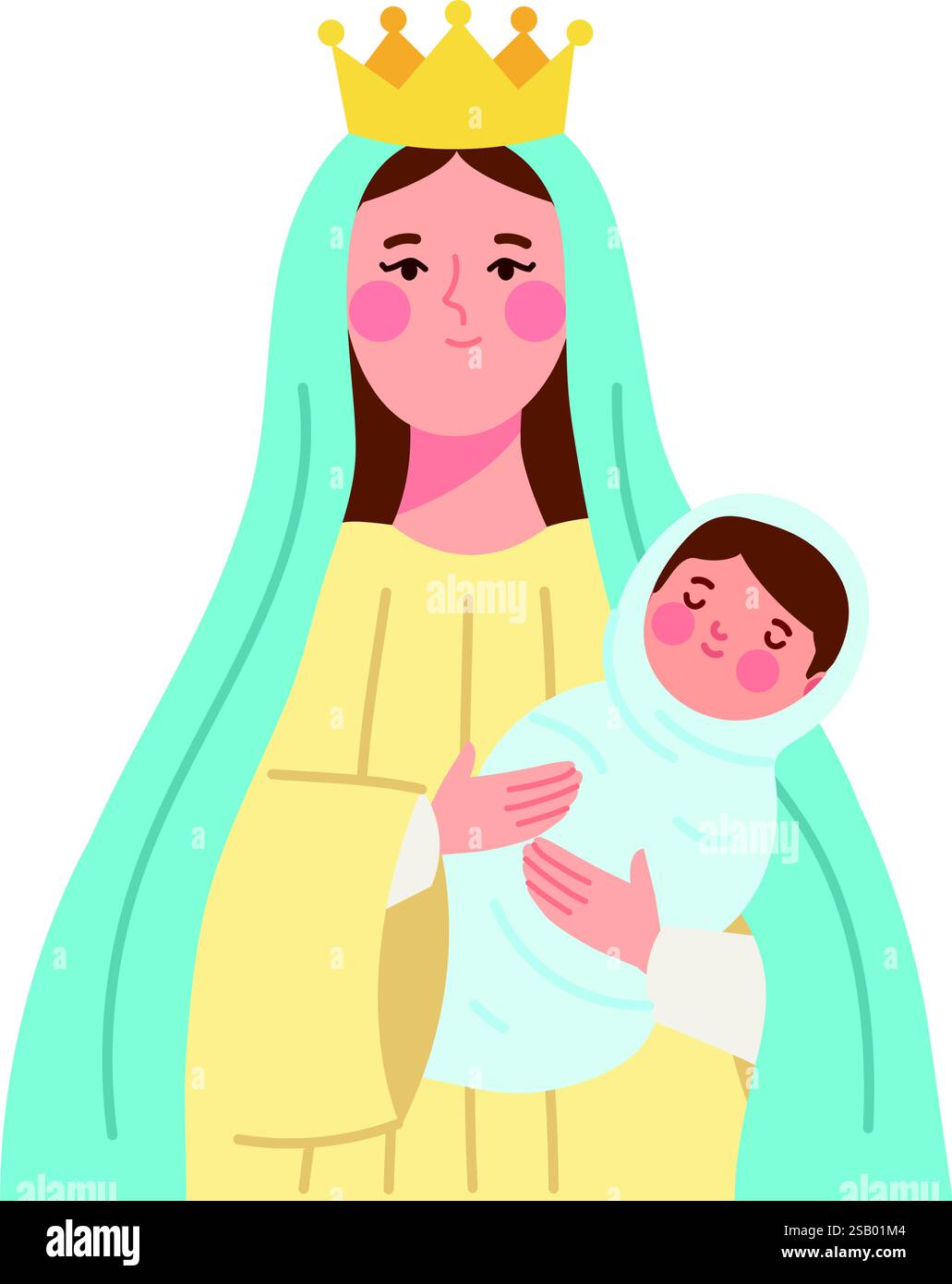 Vierge Marie tenant l'enfant Illustration de Vecteur