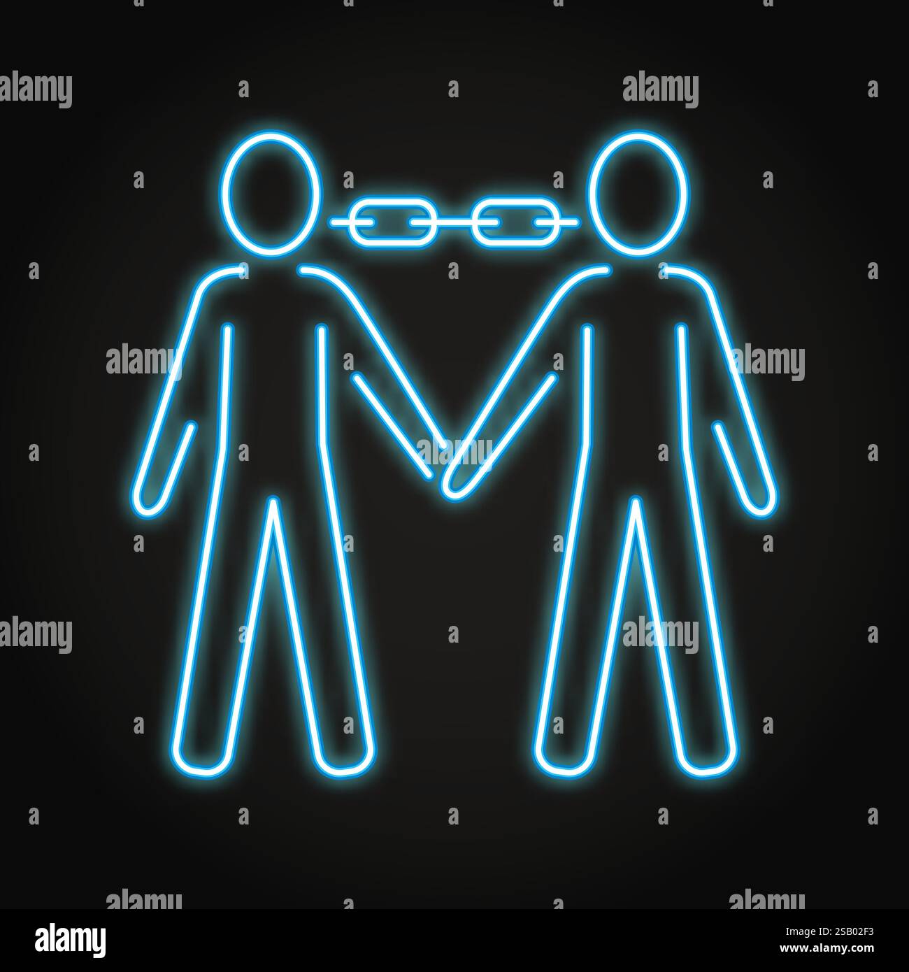 Icône de ligne de néon de connexion des personnes. Parenté, symbole de partenariat. Illustration vectorielle Illustration de Vecteur