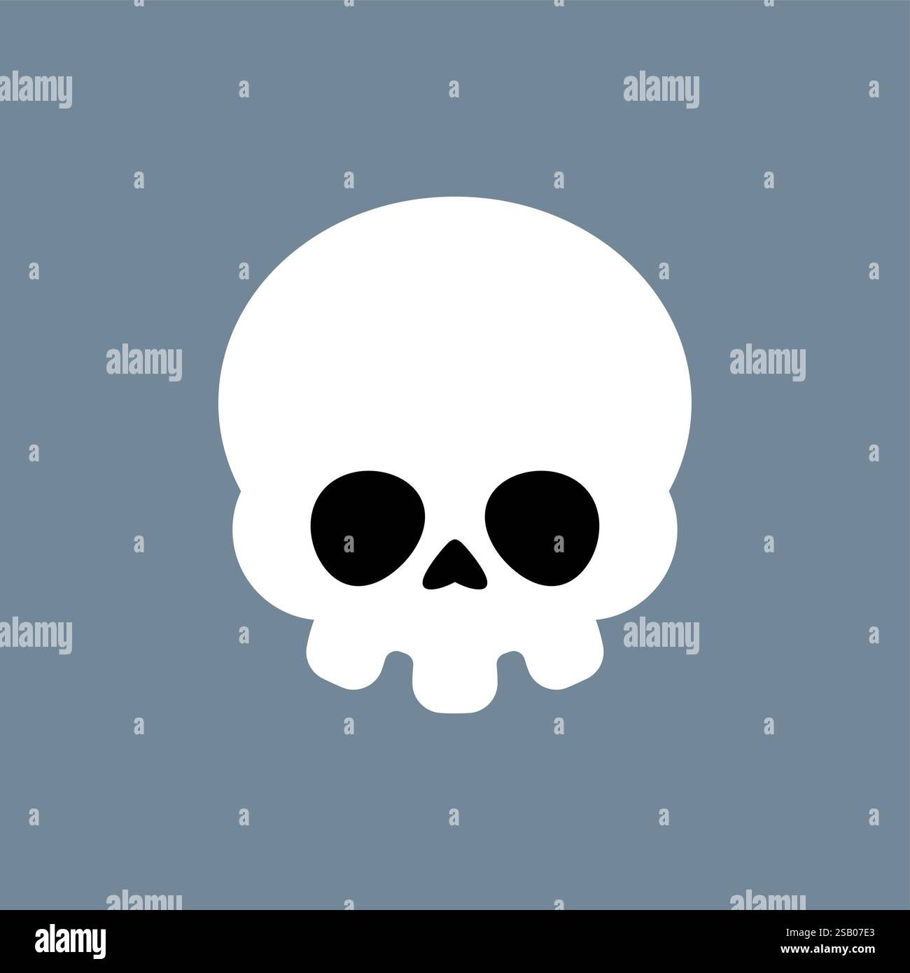 Dessin animé Cute Skull. Kawaii Skeleton Head Illustration de Vecteur