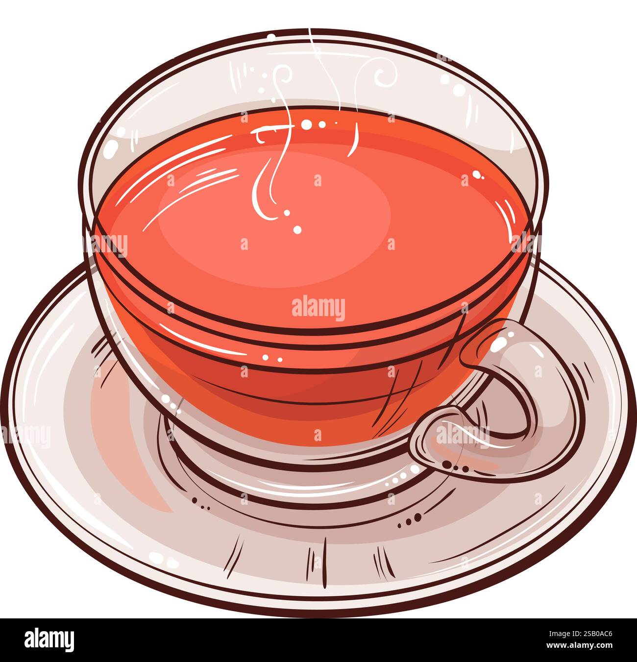 Tasse de vecteur de thé isolé pour la conception et la décoration pour cafétéria, affiches, bannières, cartes. Tasse de boisson chaude réchauffant l'hiver. Boisson aromatisée de couleur d Illustration de Vecteur