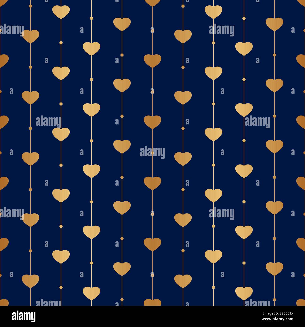 Motif coeur sans couture. Cœurs d'or répétés sur fond bleu. Love design. Papier cadeau pour tirages. Foyer doré répétitif. Patern moderne. Mariage Illustration de Vecteur
