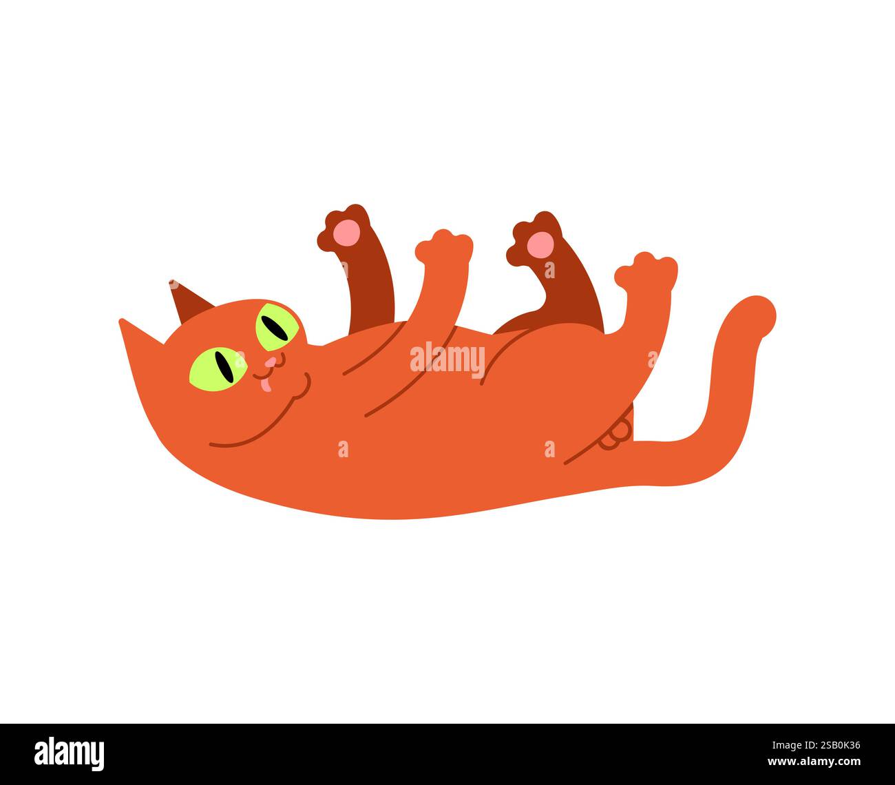 Chat est allongé sur le dos. Chat joue. Illustration de Vecteur
