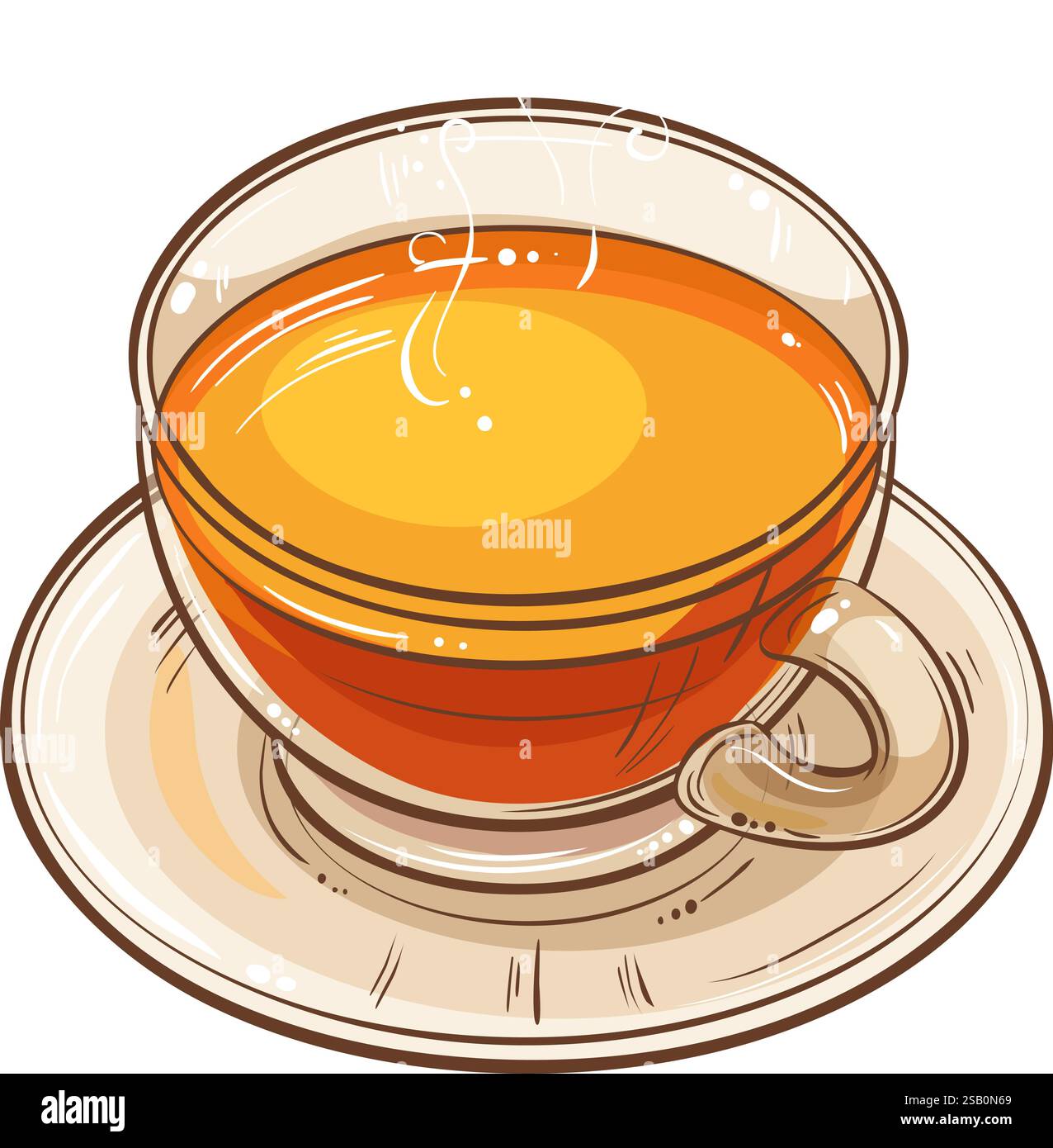 Tasse de vecteur de thé isolé pour la conception et la décoration pour cafétéria, affiches, bannières, cartes. Tasse de boisson chaude réchauffant l'hiver. Boisson aromatisée de couleur d Illustration de Vecteur