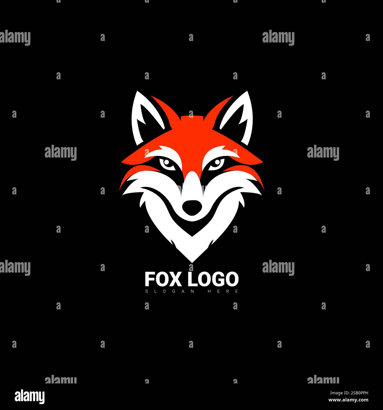 Logo Cute Fox orange et blanc Illustration de Vecteur