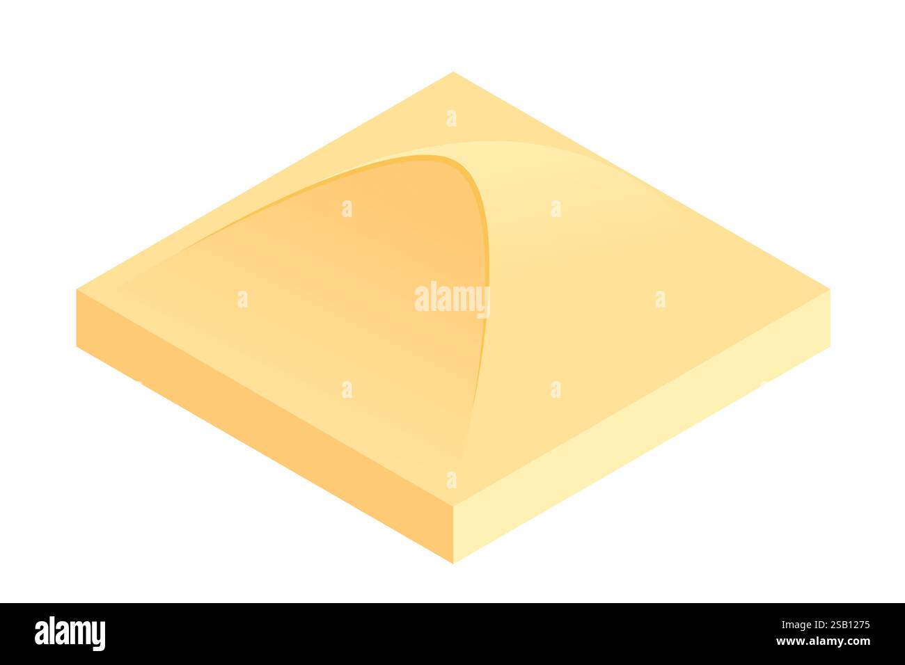 Terrain carré isométrique avec colline de sable jaune. Sol avec des couches. Paysage de dessert, terrain de dessin animé. Illustration vectorielle isolée sur backgrou blanc Illustration de Vecteur