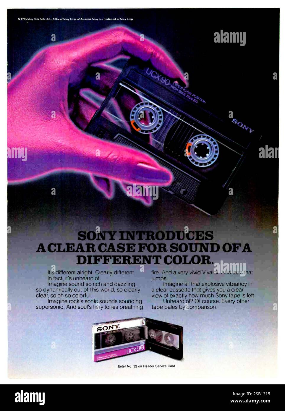 1985 publicité cassette Sony UCX 90 US Banque D'Images