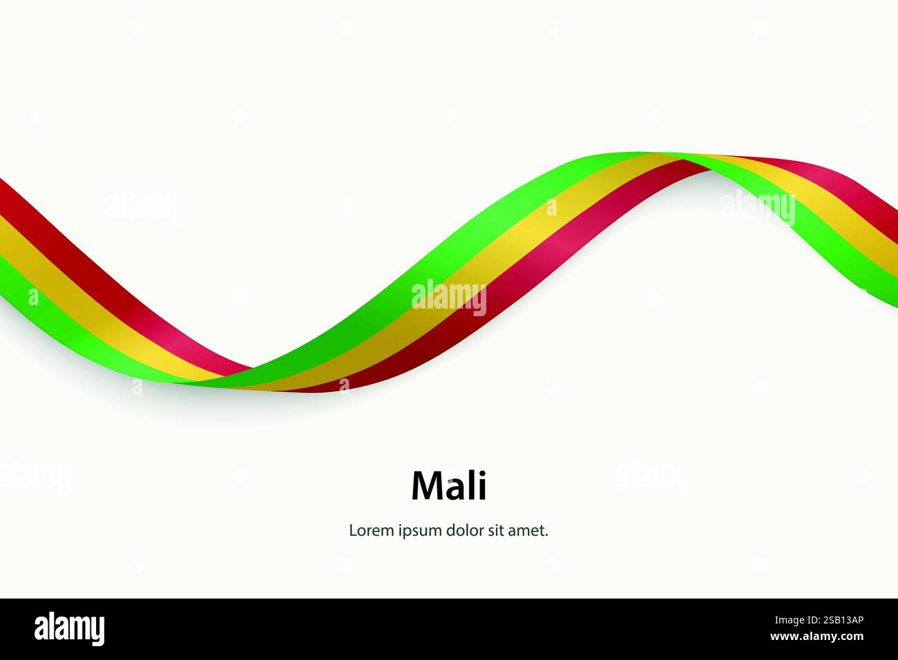 Drapeau du Mali sur ruban ondulant. Modèle pour le jour de l'indépendance Illustration de Vecteur