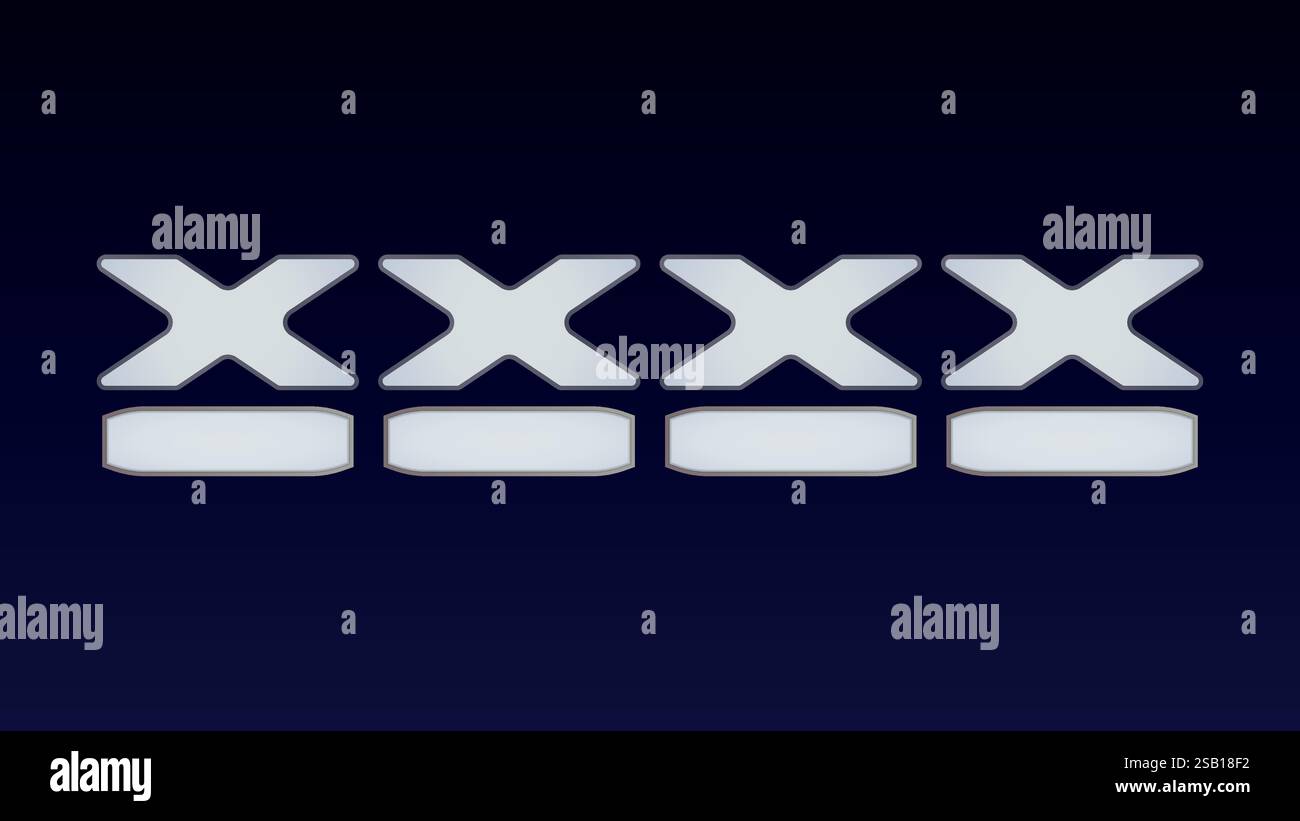 Indicateur de grève blanc et bleu avec symboles « X » lumineux et audacieux dans un design épuré. Illustration de Vecteur