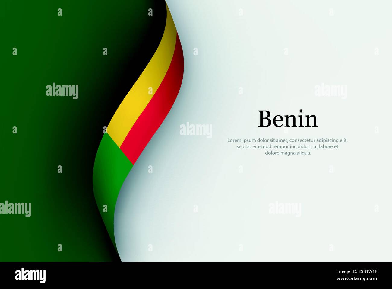 Drapeau Bénin sur ruban ondulant. Modèle pour le jour de l'indépendance Illustration de Vecteur Drapeau Bénin sur ruban ondulant. Modèle pour le jour de l'indépendance Illustration de Vecteur