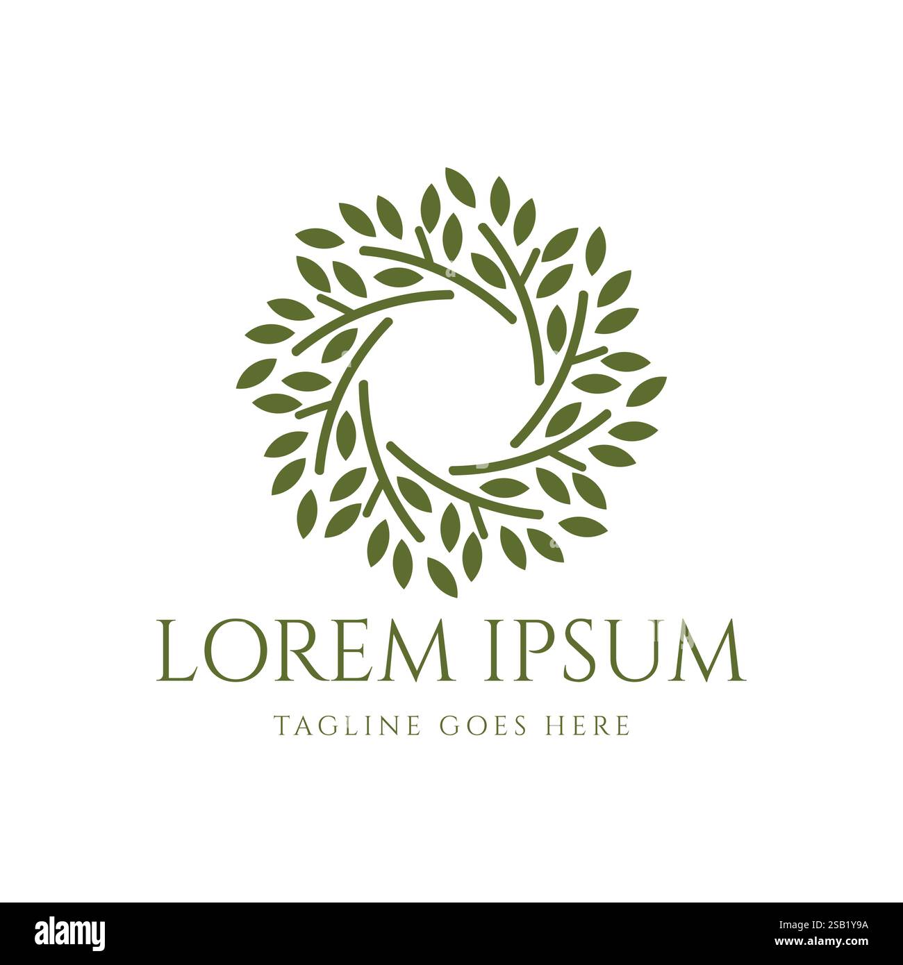 Beauty Circular Star Branch Leaf ou Nest illustration pour Nutrition Spa Eco ou Herb nature Wellness Spa Relaxing logo Design Vector Illustration de Vecteur