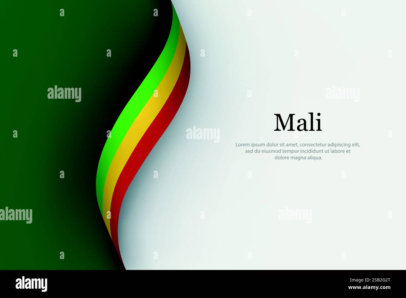 Drapeau du Mali sur ruban ondulant. Modèle pour le jour de l'indépendance Illustration de Vecteur