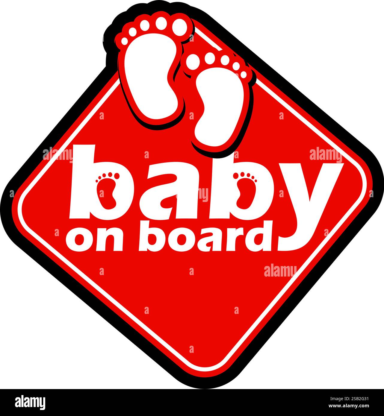 Signe rouge indiquant bébé à bord avec design d'empreinte. Illustration de Vecteur Signe rouge indiquant bébé à bord avec design d'empreinte. Illustration de Vecteur
