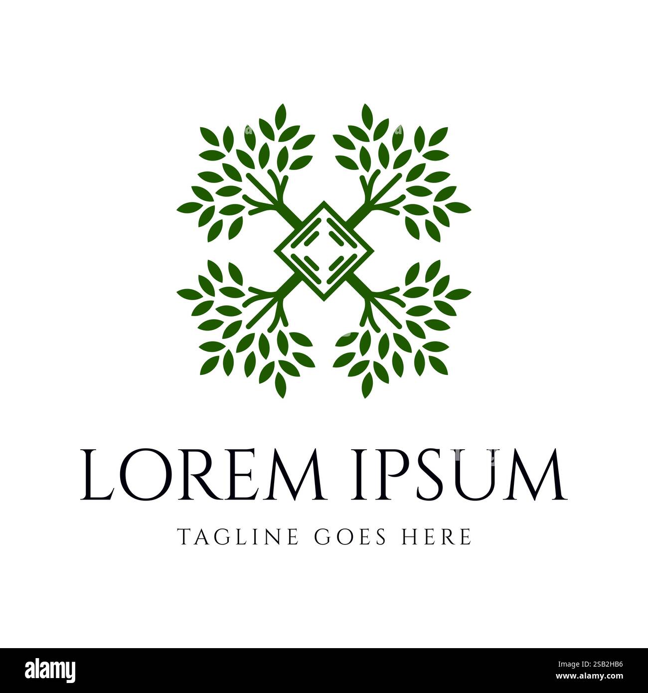 Carré Circular Star Branch Leaf ou Nest illustration pour Nutrition Spa Eco ou Herb nature Wellness Spa Relaxing logo Design Vector Illustration de Vecteur