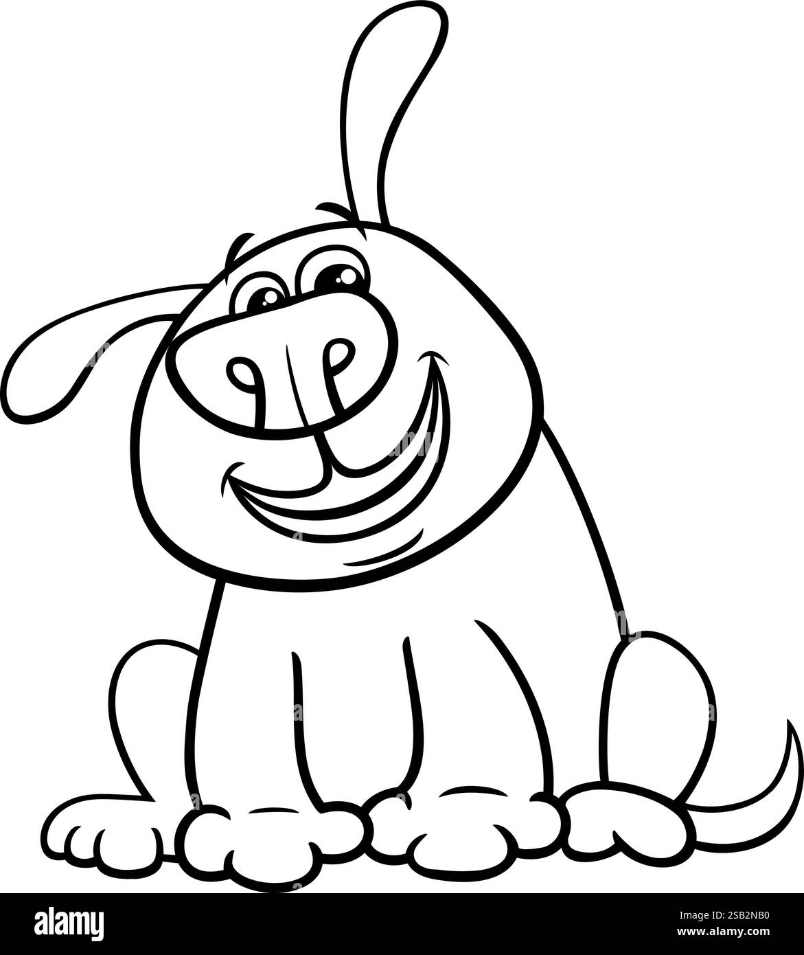 Illustration de dessin animé de chien heureux ou chiot animal personnage coloriage Illustration de Vecteur