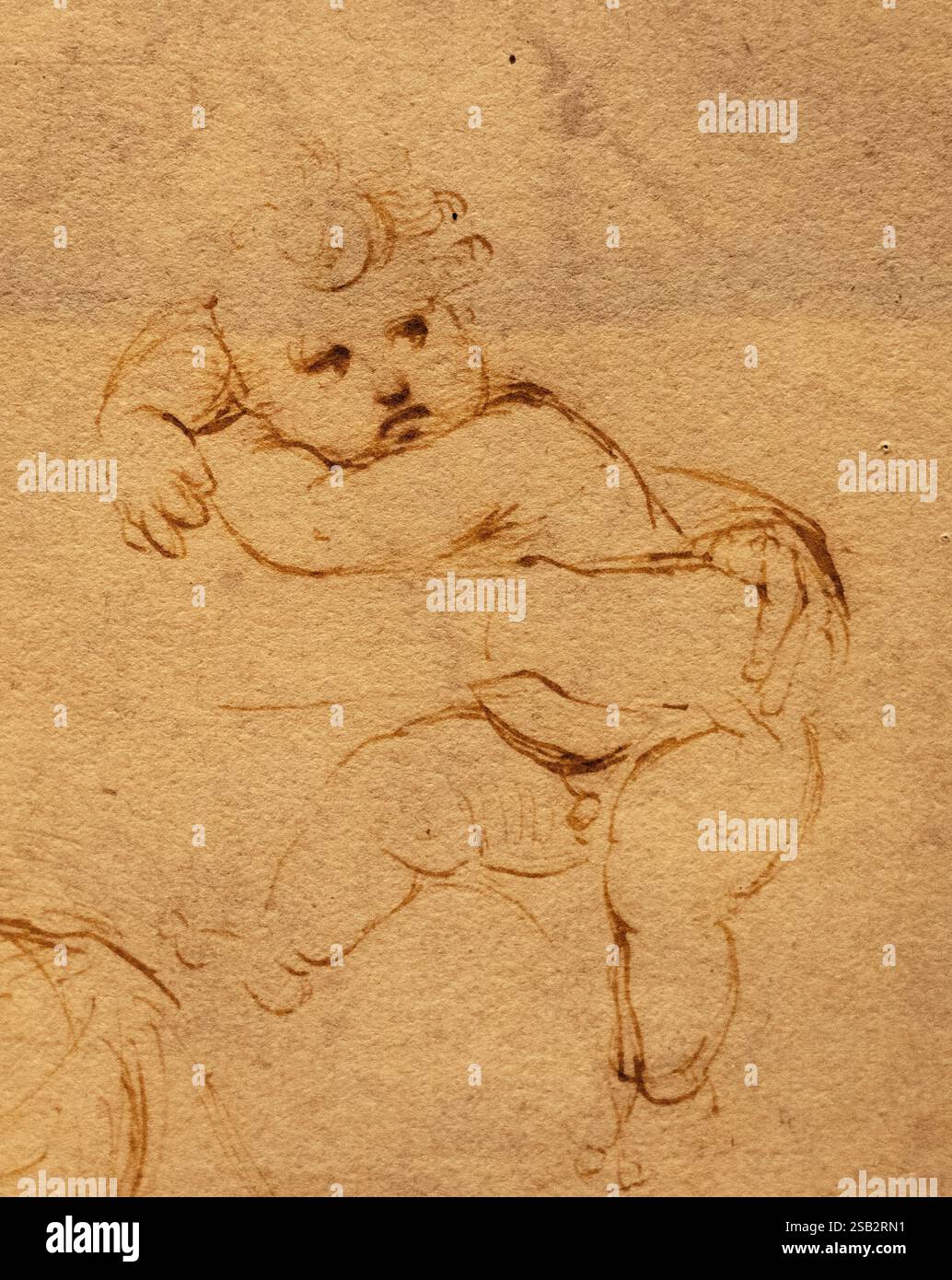 Raffaello Sanzio da Urbino, Raphaël dessin ; 'études pour une Vierge et un enfant avec l'enfant Jean-Baptiste' ; 1505 ; Renaissance italienne du XVIe siècle Banque D'Images