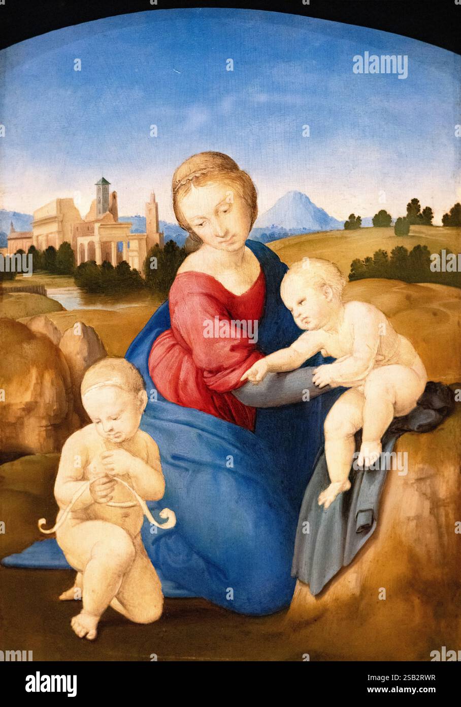 Peinture Raphaël ; Vierge à l'enfant avec l'enfant Saint Jean Baptiste - la Vierge Esterhazy ; 1508 ; Tempera et huile sur panneau ; Renaissance italienne Banque D'Images