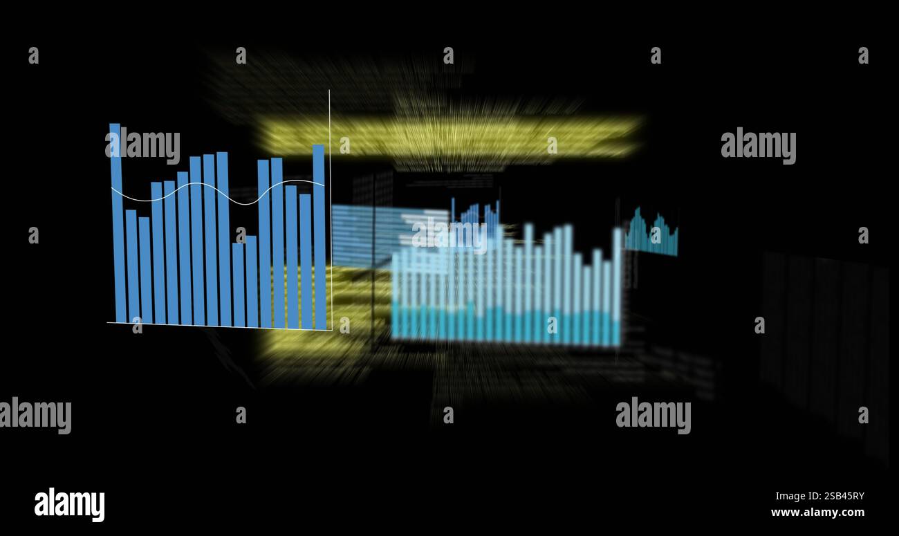 Graphiques à barres et extraits de code, analyse de données et image de visualisation Banque D'Images