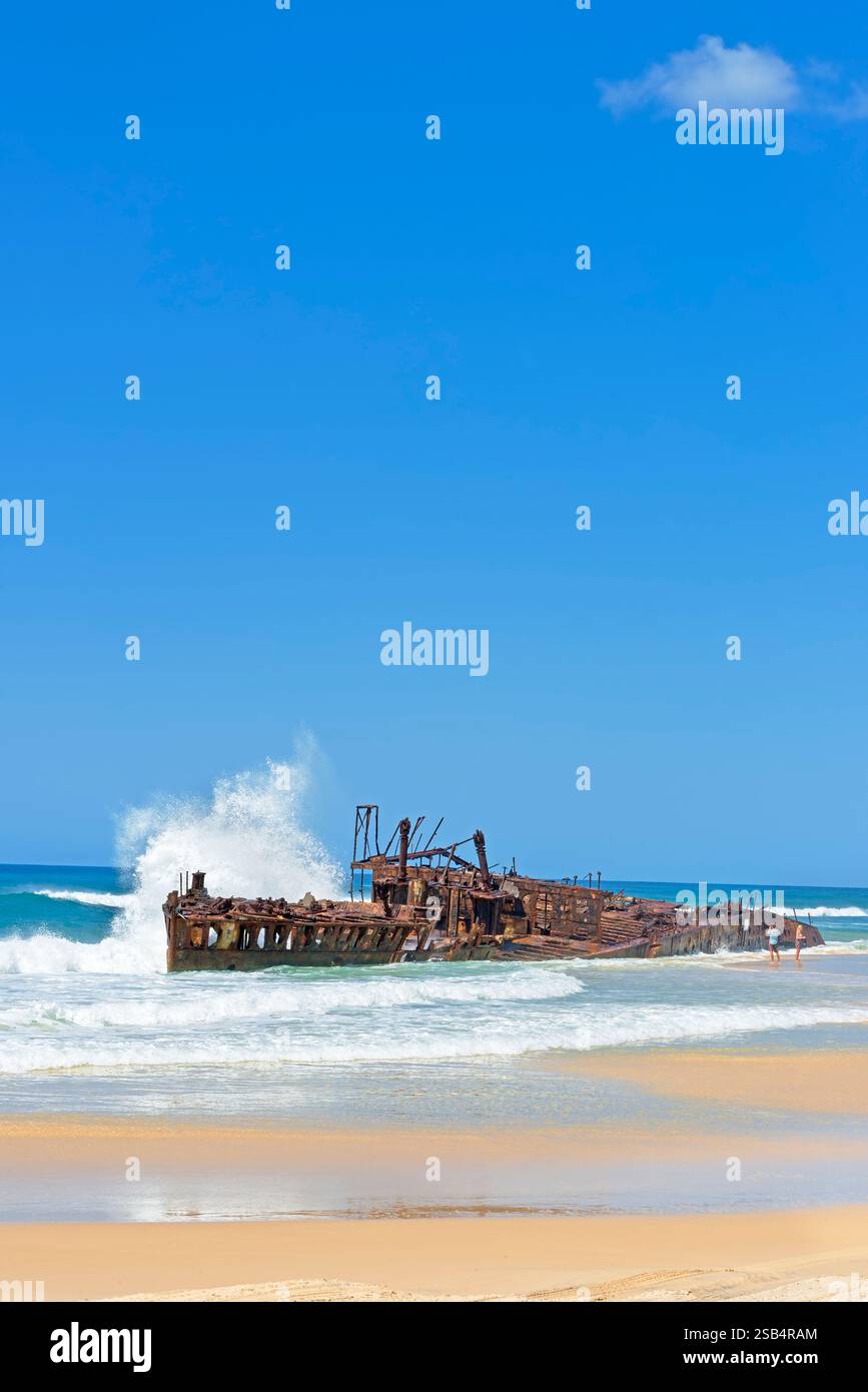 Naufrage de Maheno, Fraser Island, Queensland, Australie Banque D'Images