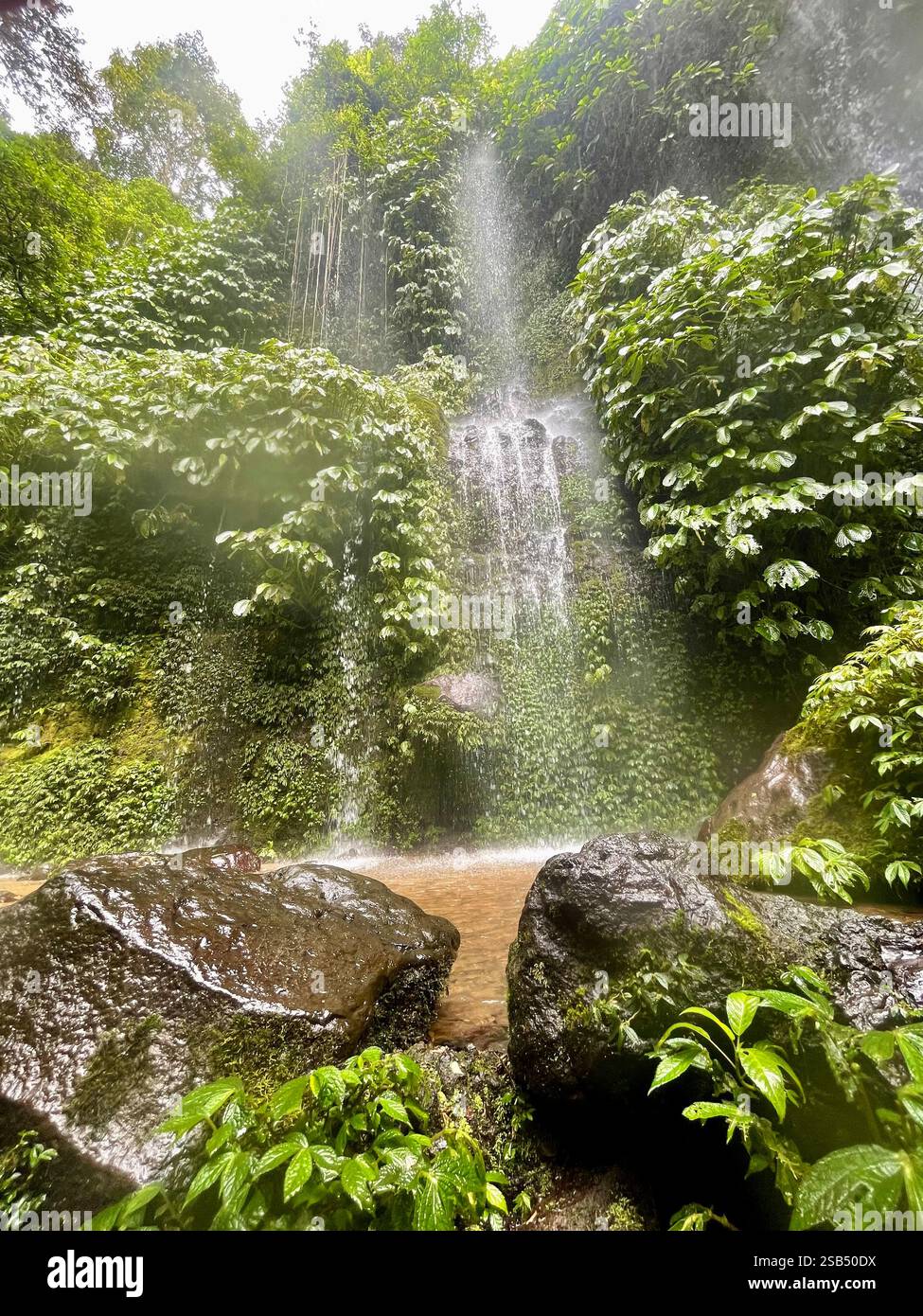 Les cascades Benang Kelambu de Lombok, Indonésie - Image de stock capturée avec un smartphone